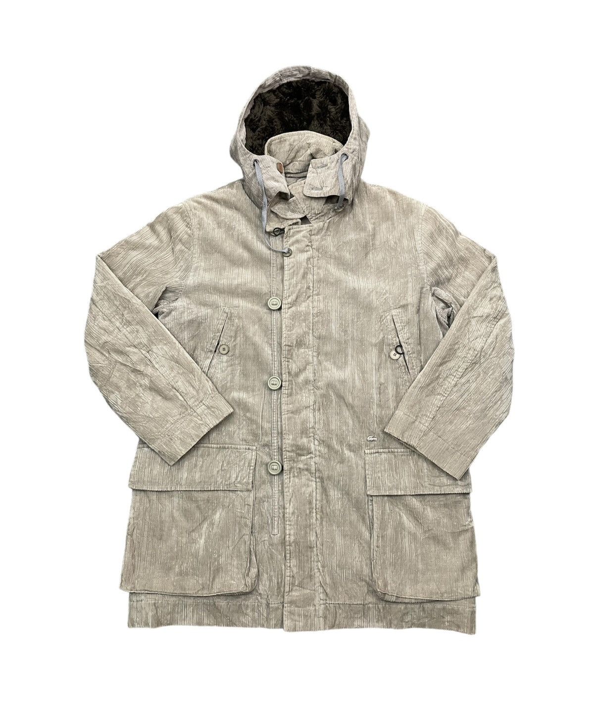 Lacoste Vintage Lacoste Corduroy Jacket Parka Sherpa Hoodie Size US XL / EU 56 / 4 - 5 Thumbnail