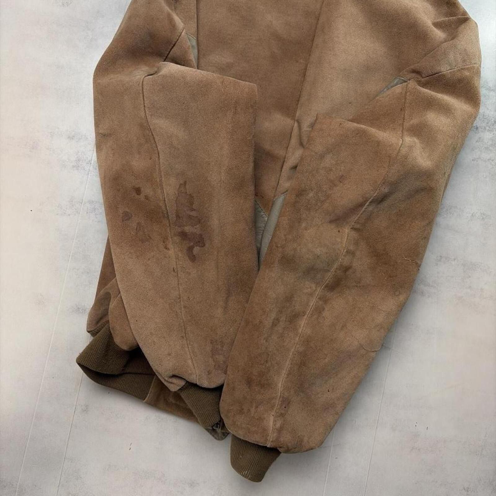 Other Vintage 90s Italian Suede Leather Chevron Moto Bomber Jacket Size US XL / EU 56 / 4 - 8 Thumbnail