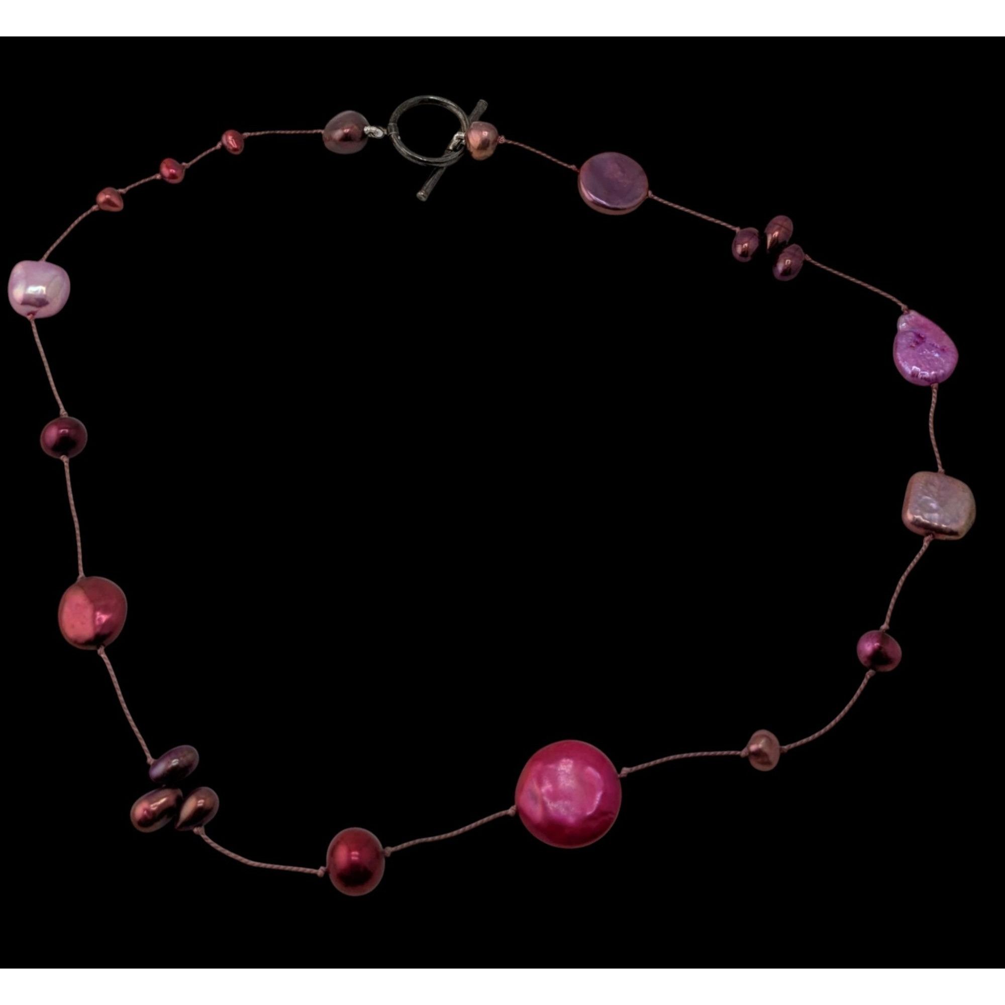 Handmade Vintage Handmade Pink Freshwater Pearl Necklace With Toggle Size ONE SIZE - 2 Thumbnail