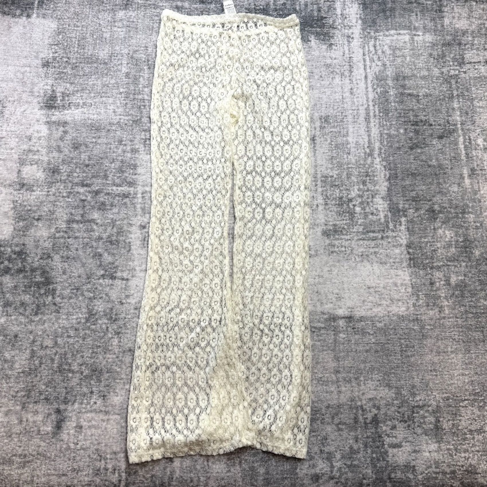 Forever 21 Womens Ivory Lace Pants Size M Flared Boot Cut Chino Festival Boho FOREVER 21 Pants Womens Size 32" / US 10 / IT 46 - 3 Thumbnail
