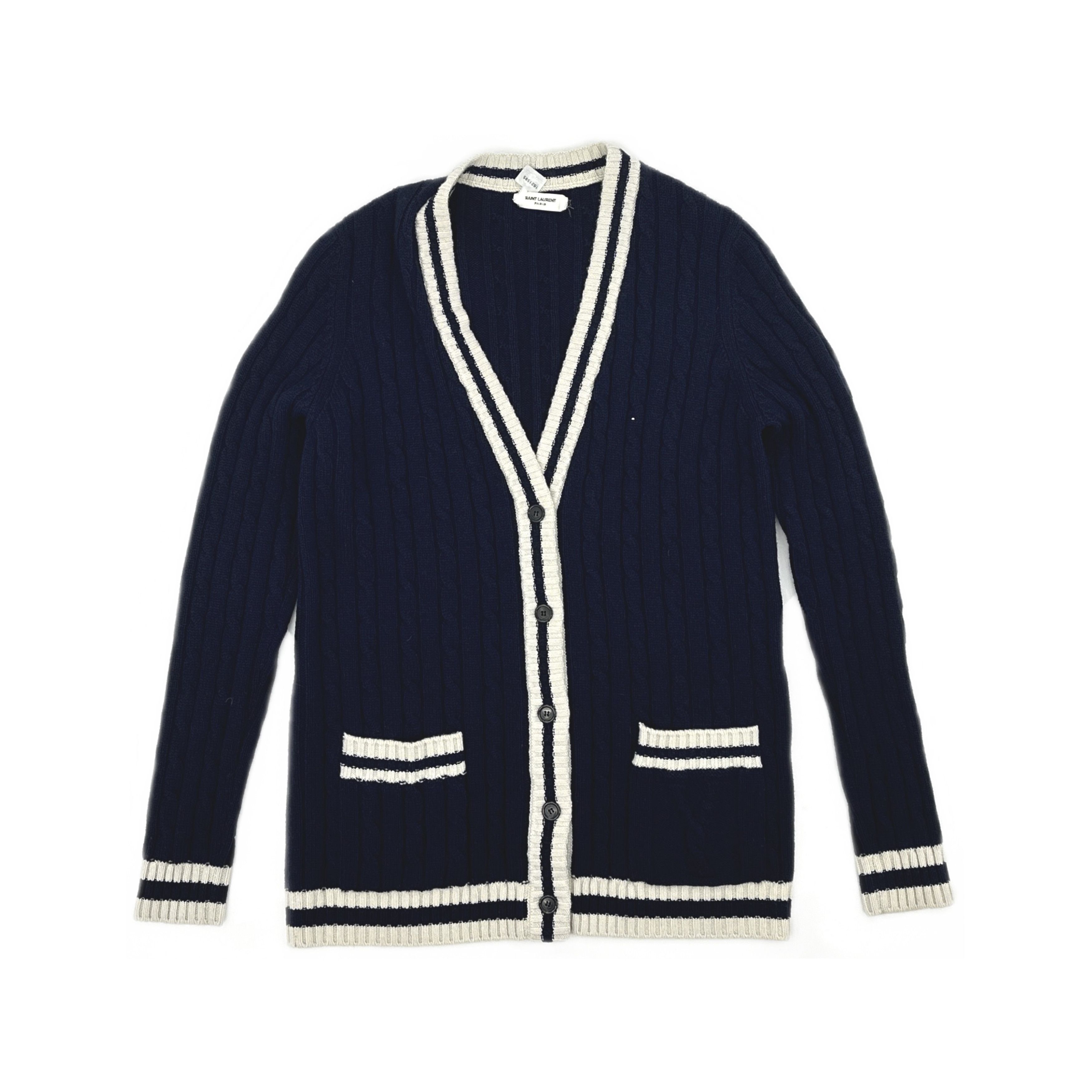Saint Laurent Paris Saint Laurent Striped Cardigan Size L Size L / US 10 / IT 46 - 1 Thumbnail