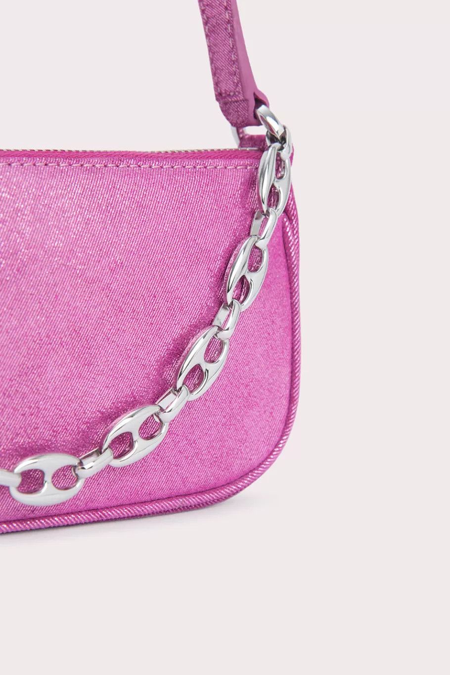 By Far o1mle1224 Size : OS/Jeans Lame Leather Mini Bag in Pink Size ONE SIZE - 2 Thumbnail