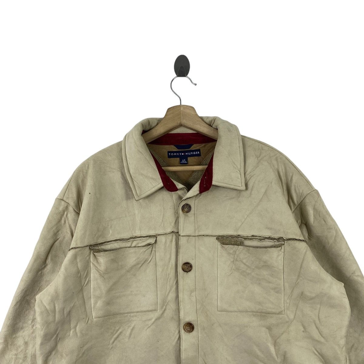 Tommy Hilfiger Vintage TOMMY HILFIGER Sherpa Inside Button Up Cream Casual Size US L / EU 52-54 / 3 - 2 Thumbnail
