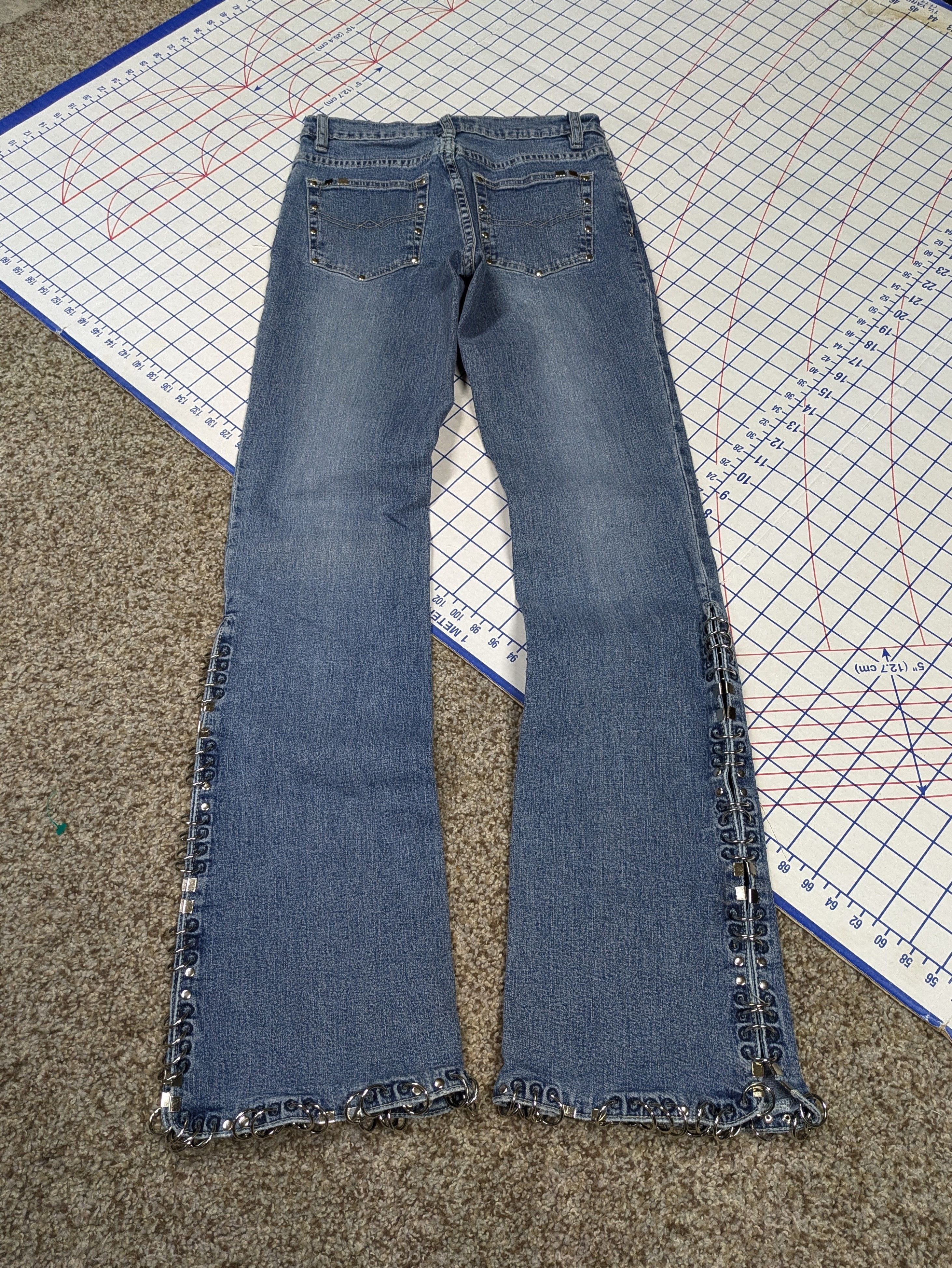 Japanese Brand Vintage Pierced Studded Emo Punk Flared Jeans by Fox size 1 Size 27" / US 4 / IT 40 - 4 Thumbnail