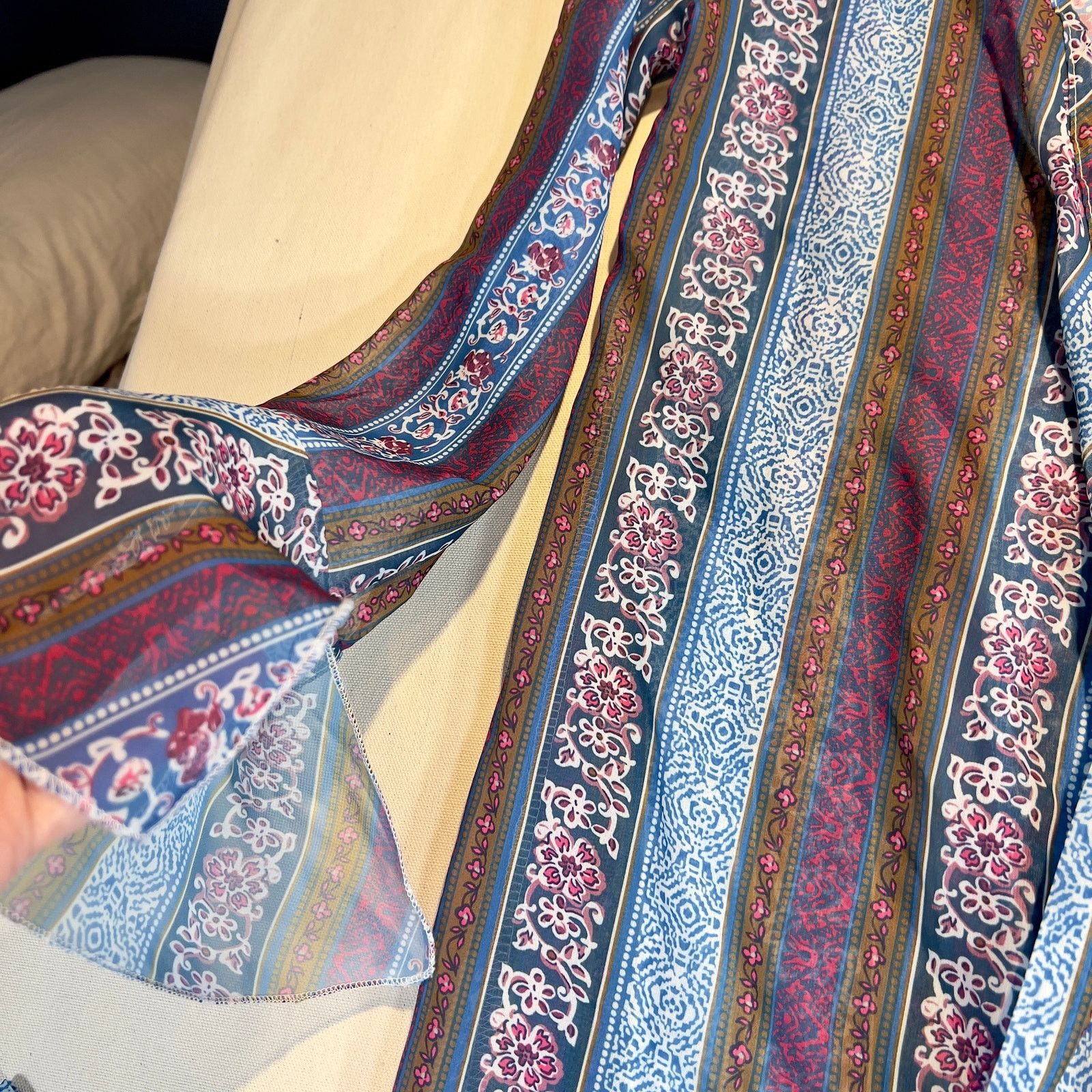 Other Beach Cover-Up Bohemian Boho Paisley Blue Purple Long Belts Size ONE SIZE - 6 Thumbnail