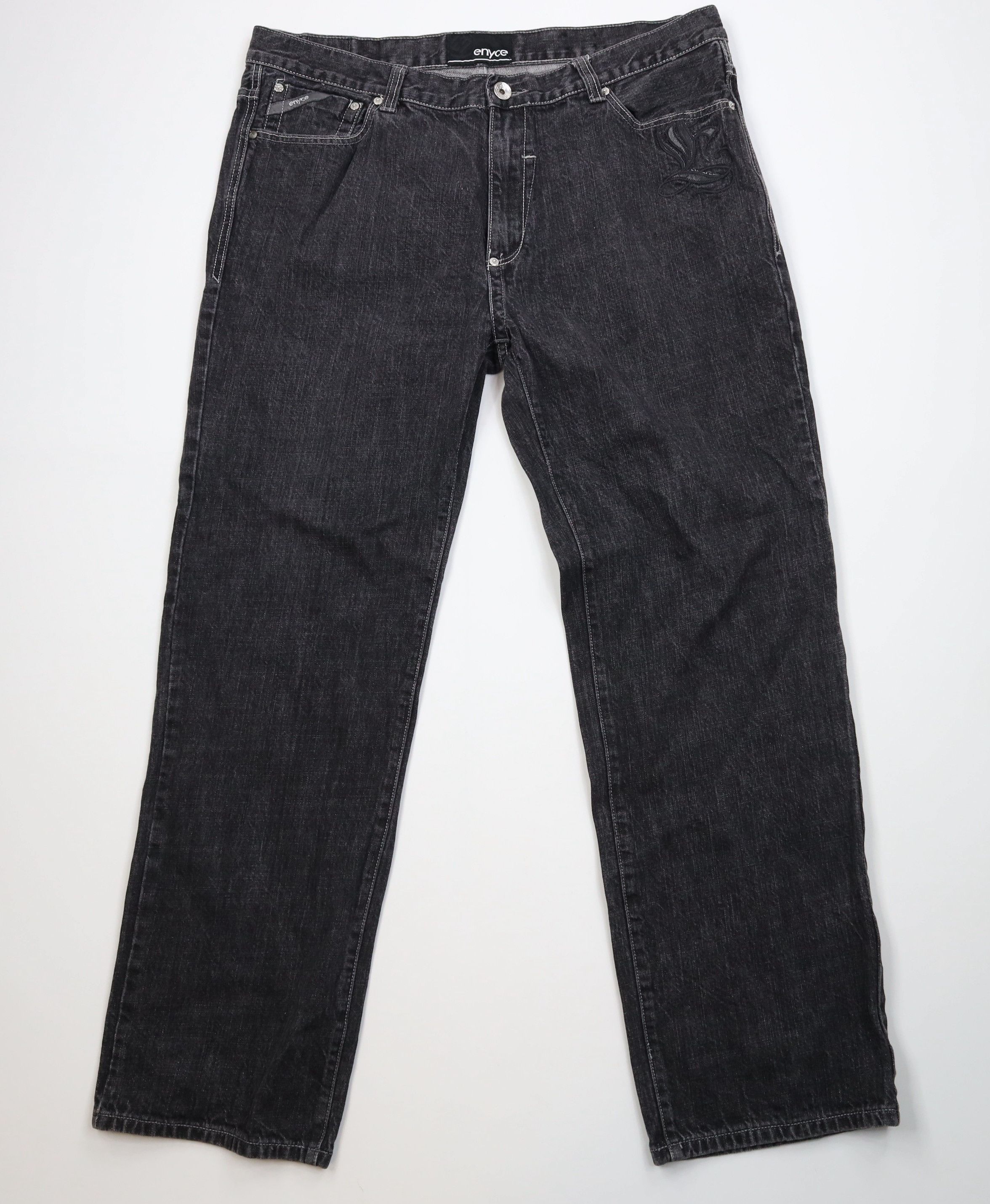 Enyce Vintage 90s Y2K Enyce Wide Leg Denim Jeans Black Cotton Size US 40 / EU 56 - 1 Thumbnail