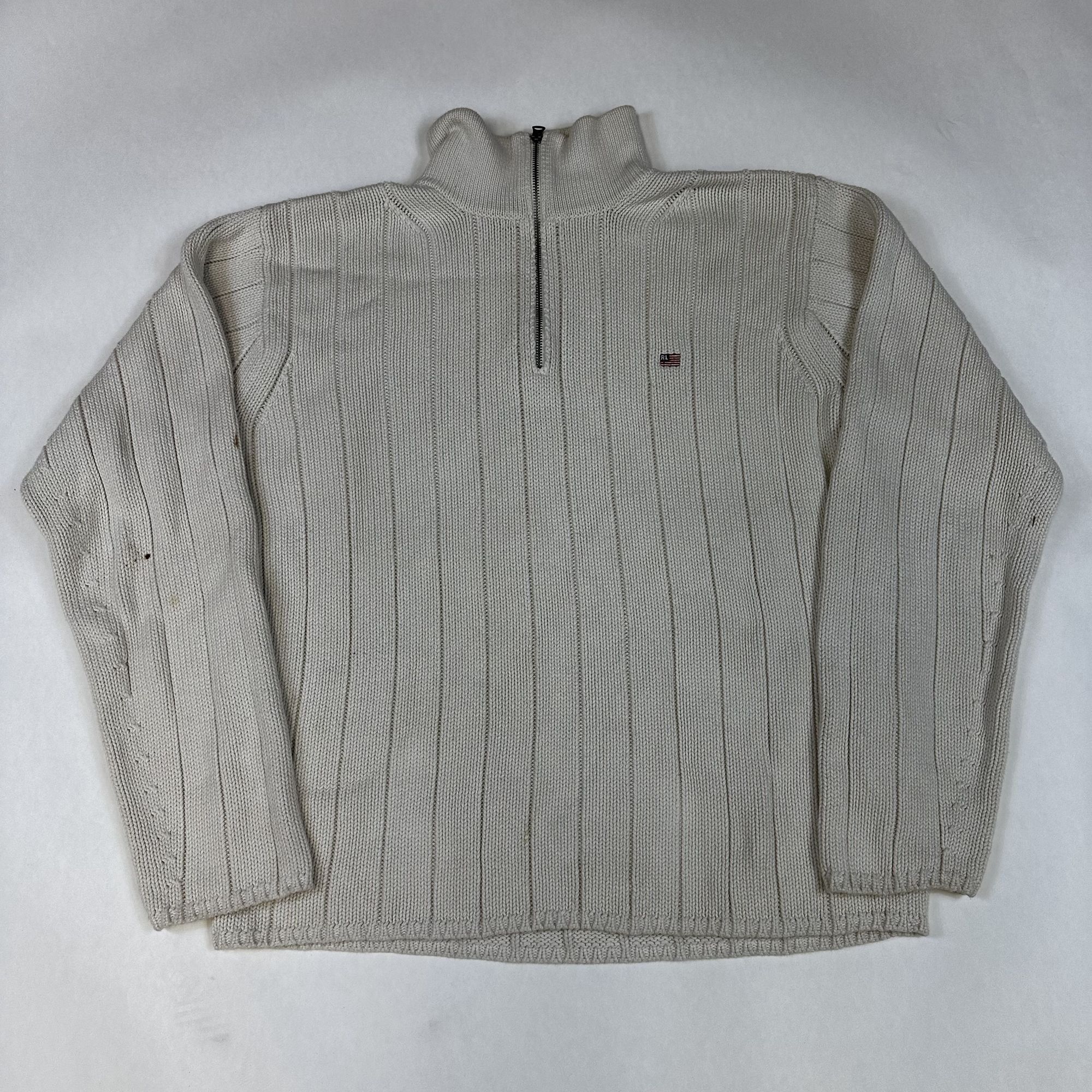 Ralph Lauren Ralph Lauren Polo Jeans Co. L/G Cream Ribbed Half-Zip Cotton Size US L / EU 52-54 / 3 - 1 Thumbnail