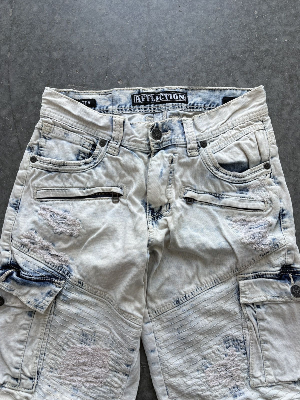 Affliction Vintage Y2K Affliction Jean Shorts Hunter Moto Size US 31 - 4 Thumbnail