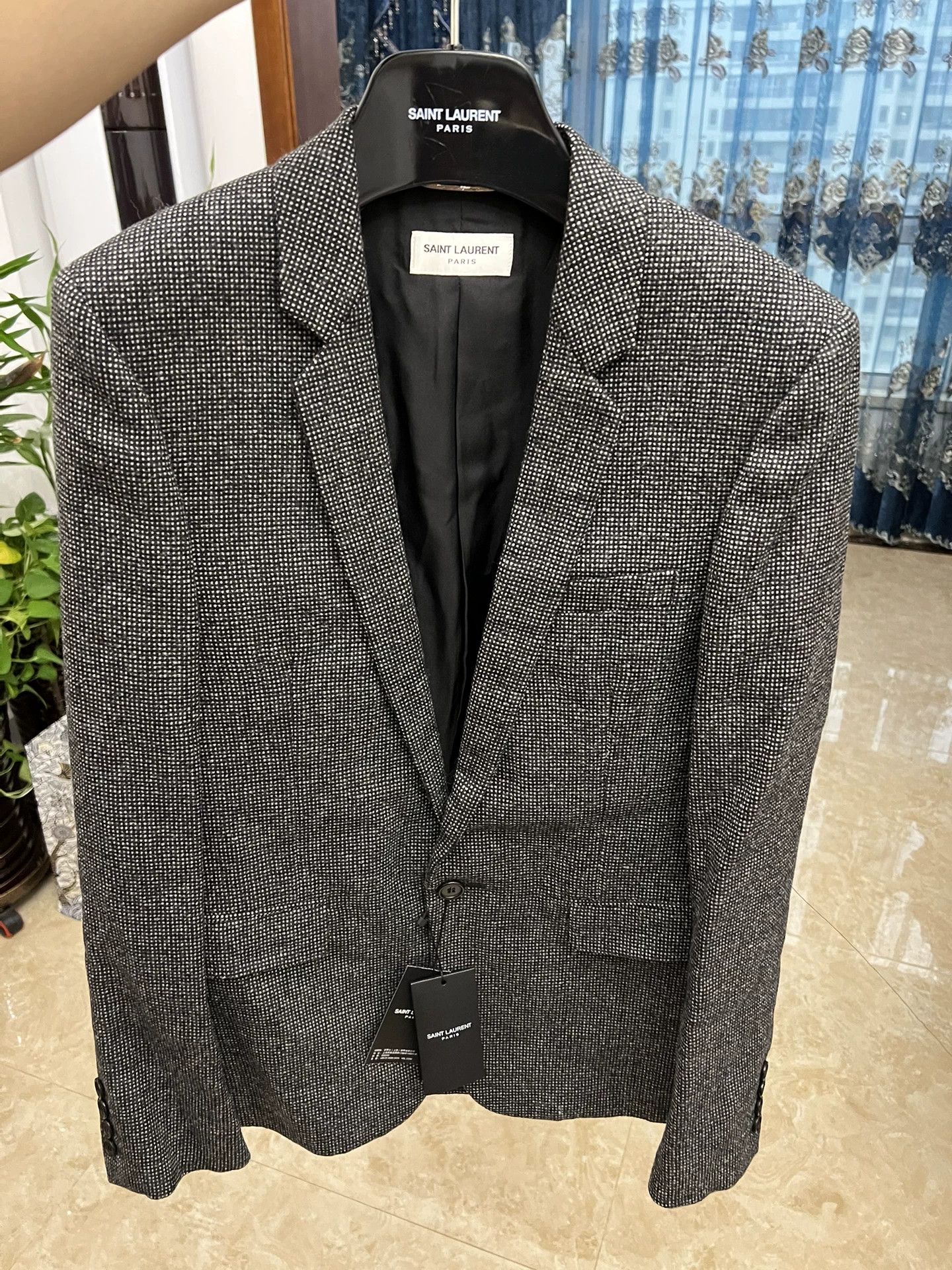 Saint Laurent Paris SLP Wool Thick Suit 46 Black/White Knit New Size 46R - 1 Thumbnail