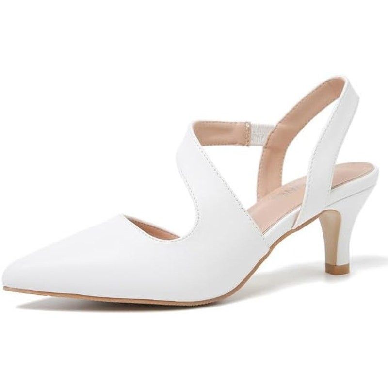 Other Henejnel Women's 9.5 White Faux Leather Slingback Heels Size US 9.5 / IT 39.5 - 1 Thumbnail