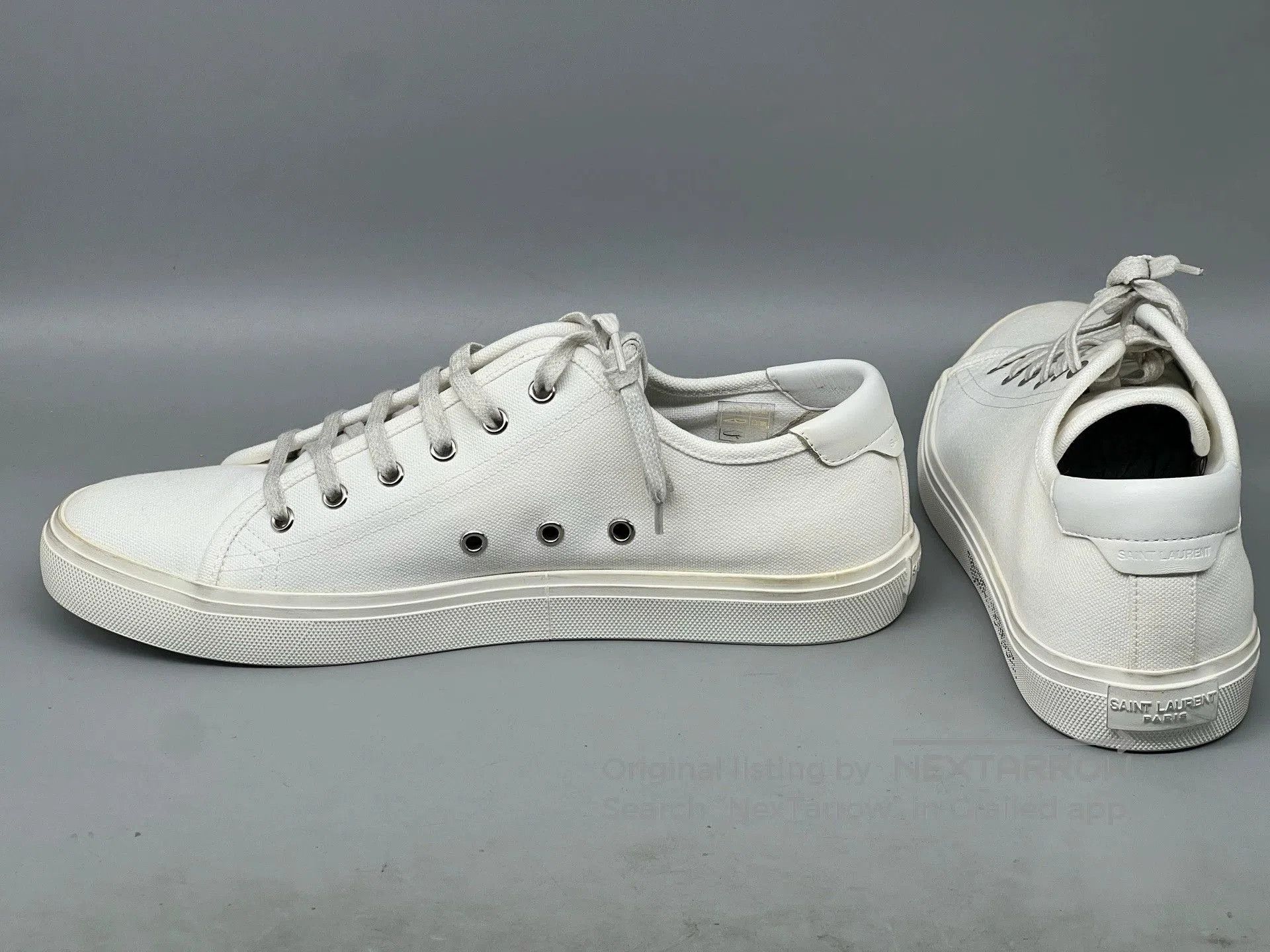 ysl malibu white canvas casual sneakers.