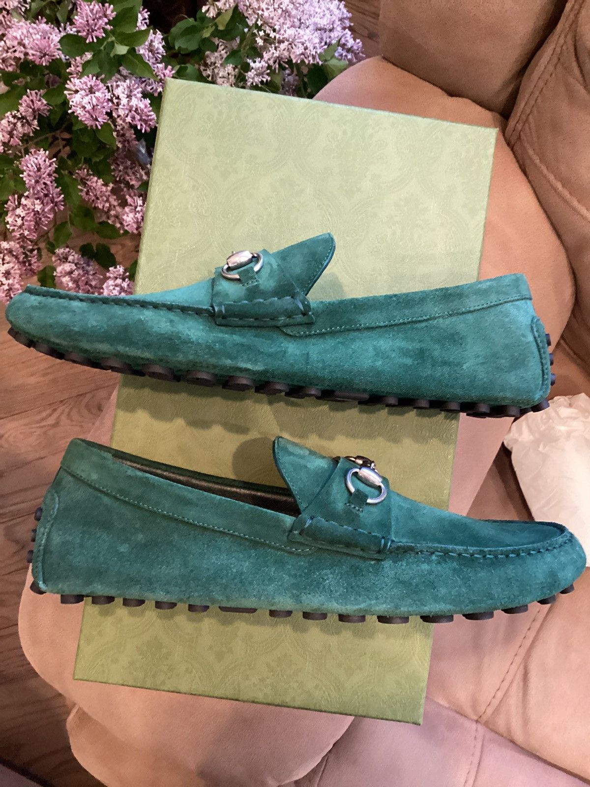 Gucci Gucci green suede loafers with horsebit Size US 9 / EU 42 - 3 Thumbnail