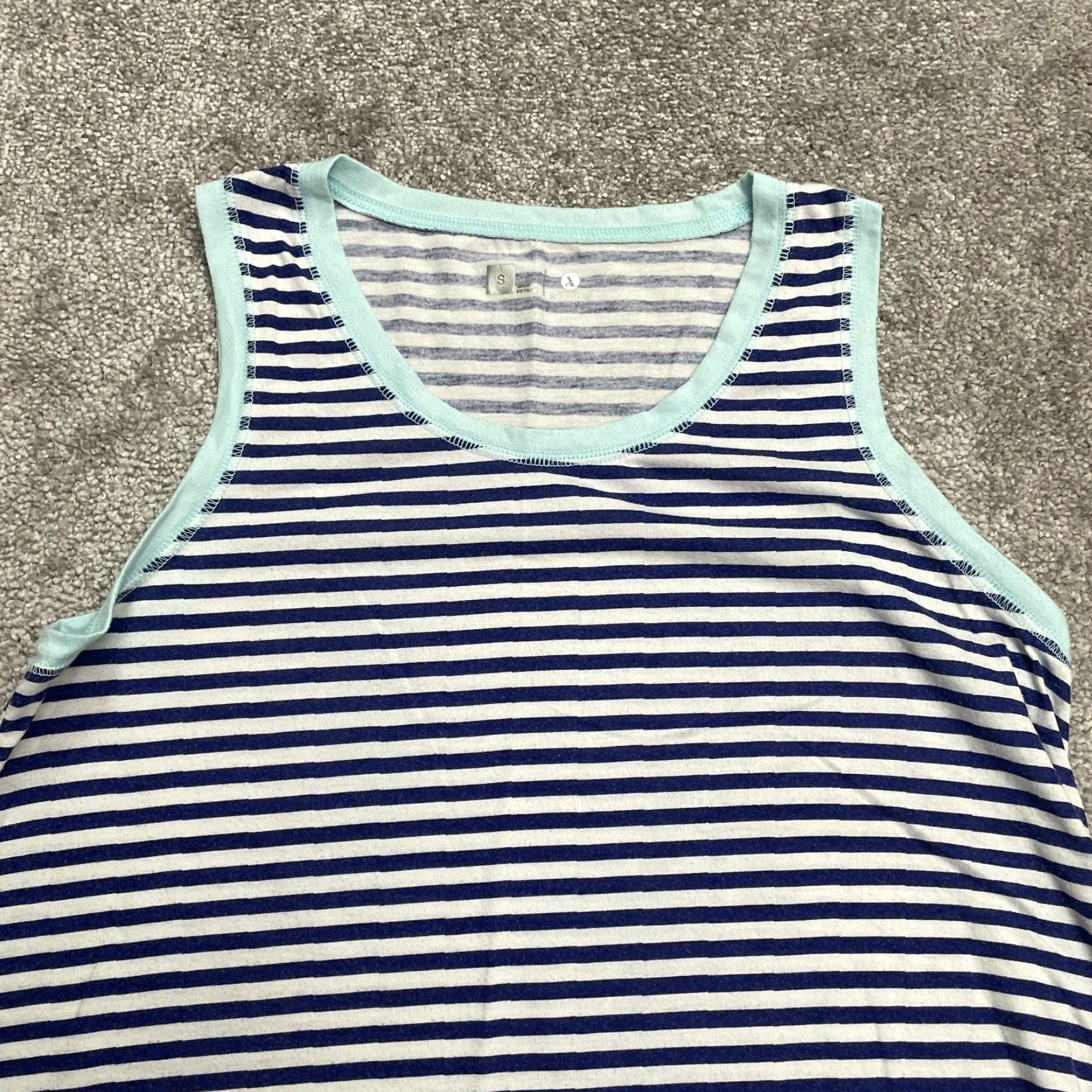 Vintage Xersion Tank Top Women S Blue Striped Round Neck Casual Stretch Sleeveless Size S / US 4 / IT 40 - 3 Thumbnail