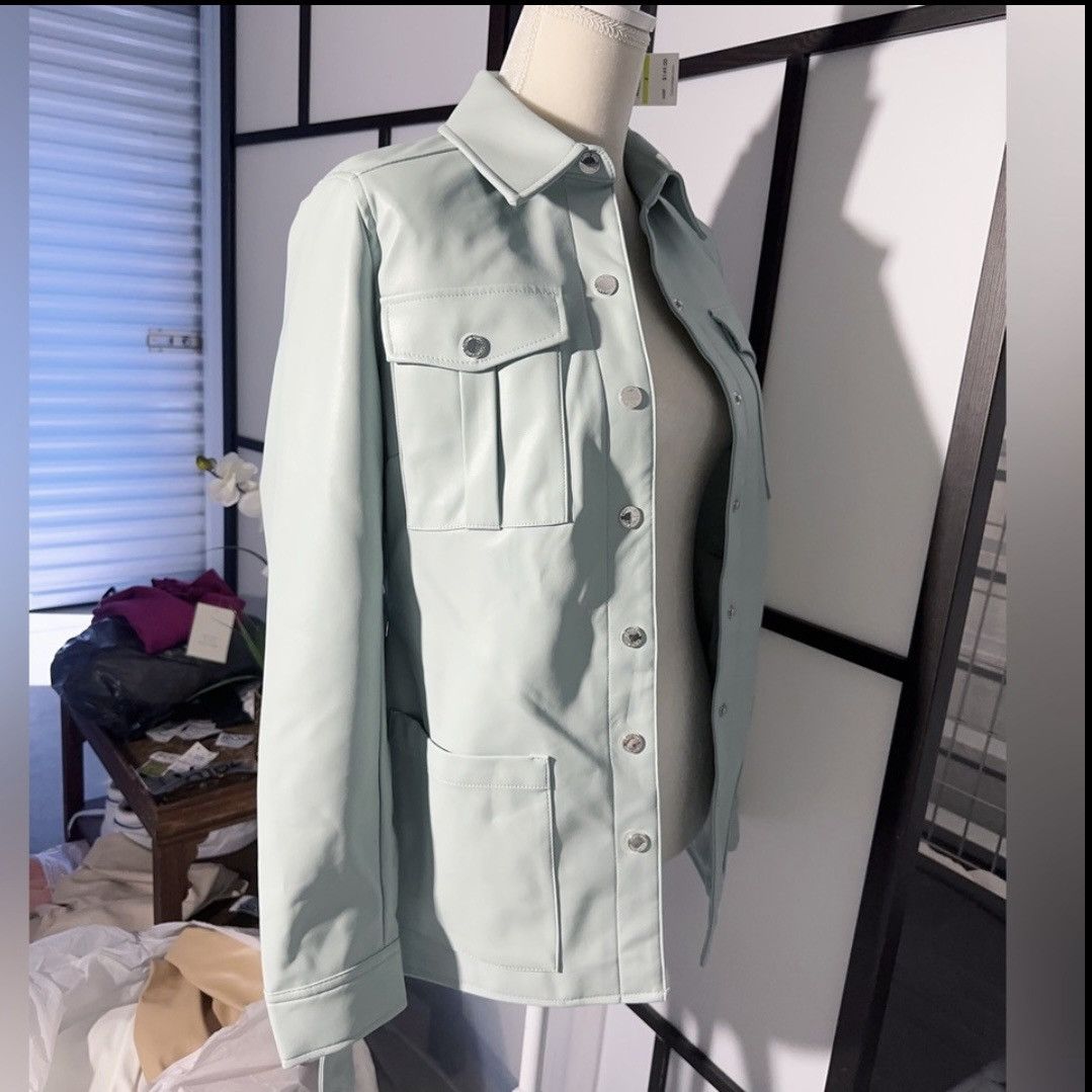 Calvin Klein × Designer Calvin Klein soft leather jacket light Green silver logo b Size M / US 6-8 / IT 42-44 - 4 Thumbnail
