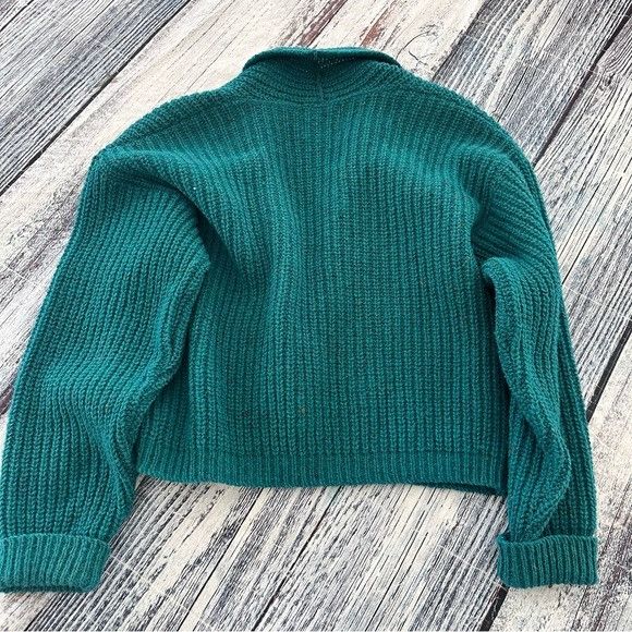 Vintage Vintage Wool “ALPS” Women's Teal Cardigan Boxy Sweater Size S / US 4 / IT 40 - 9 Thumbnail