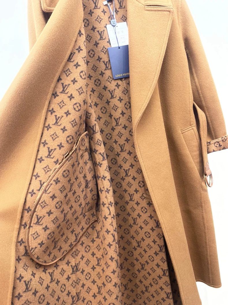 Louis Vuitton Louis Vuitton Brown wool coat with full print of presbyopi Size XS / US 0-2 / IT 36-38 - 5 Thumbnail