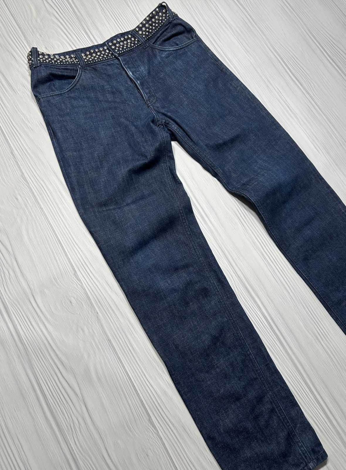 Prada Prada SS12 Studded Waistband Denim Pants Size 33 Size US 33 - 3 Thumbnail