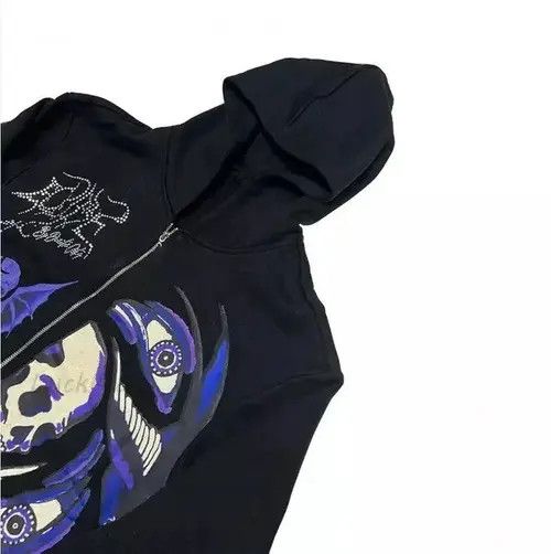 Japanese Brand Rhinestone Gothic Print Zip Up Hoodie Punk Rock Style Size US L / EU 52-54 / 3 - 1 Preview