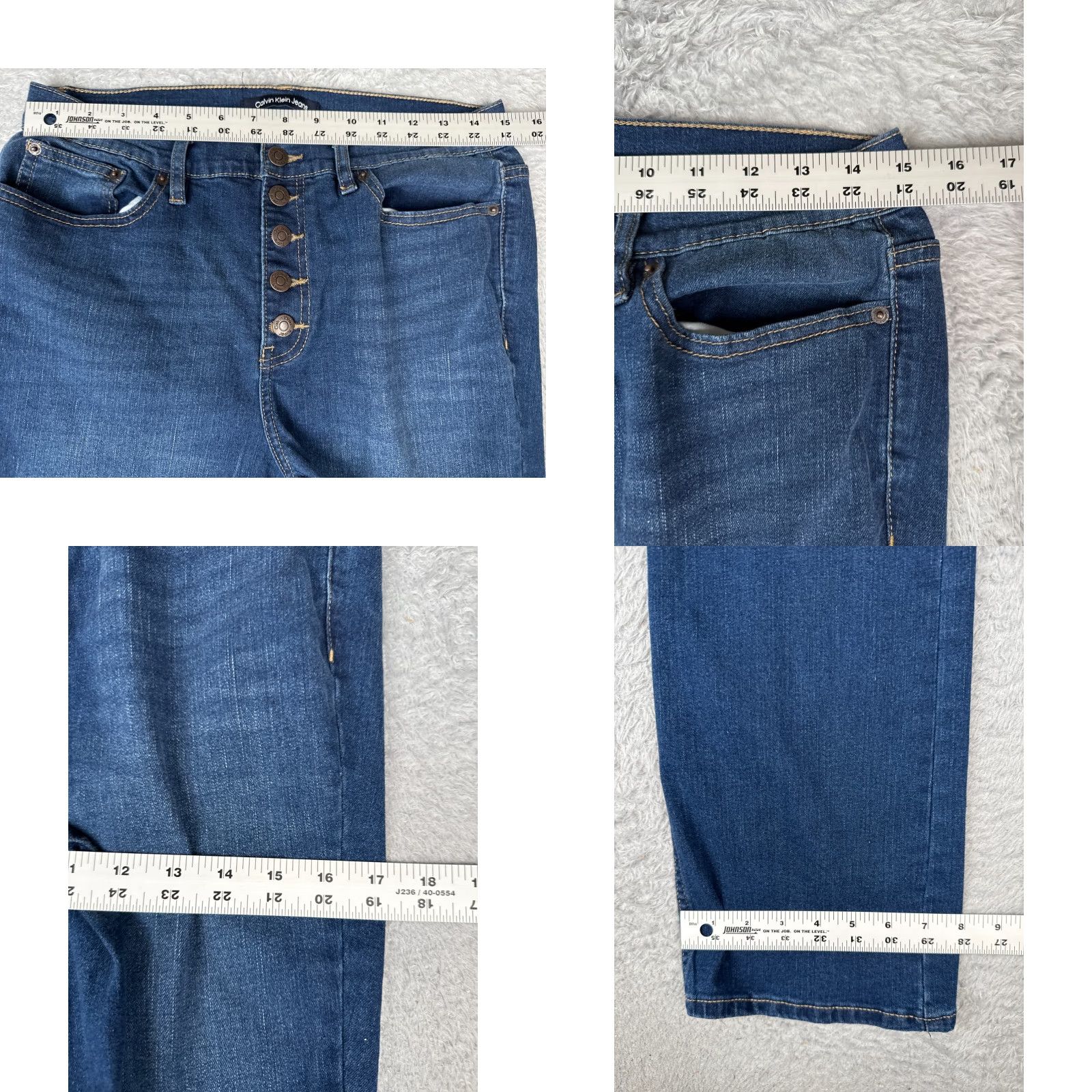 Calvin Klein Calvin Klein Jeans Womens Jeans 30x29 Blue High Rise Bootcut 30 29 Denim Button Fly Stretch Pockets Logo Embroidered Size 34" / US 12 / IT 48 - 9 Thumbnail