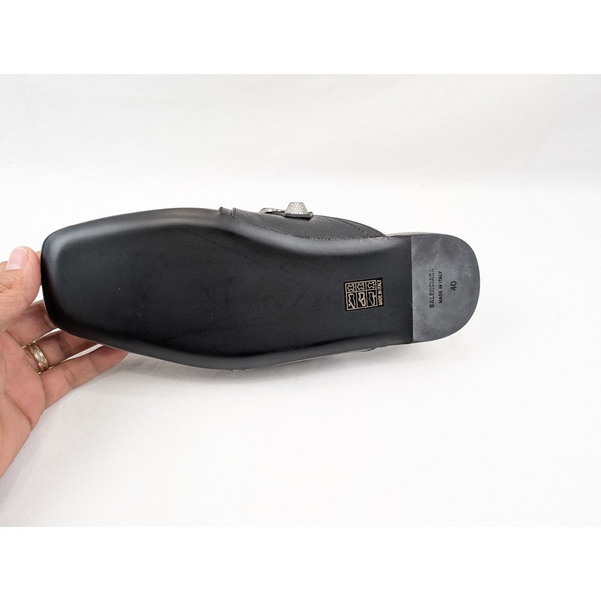 Balenciaga o1rshd1 Cosy Cagole F005 Arena Mules in Black/Aged Silver Size US 7 / EU 40 - 9 Thumbnail