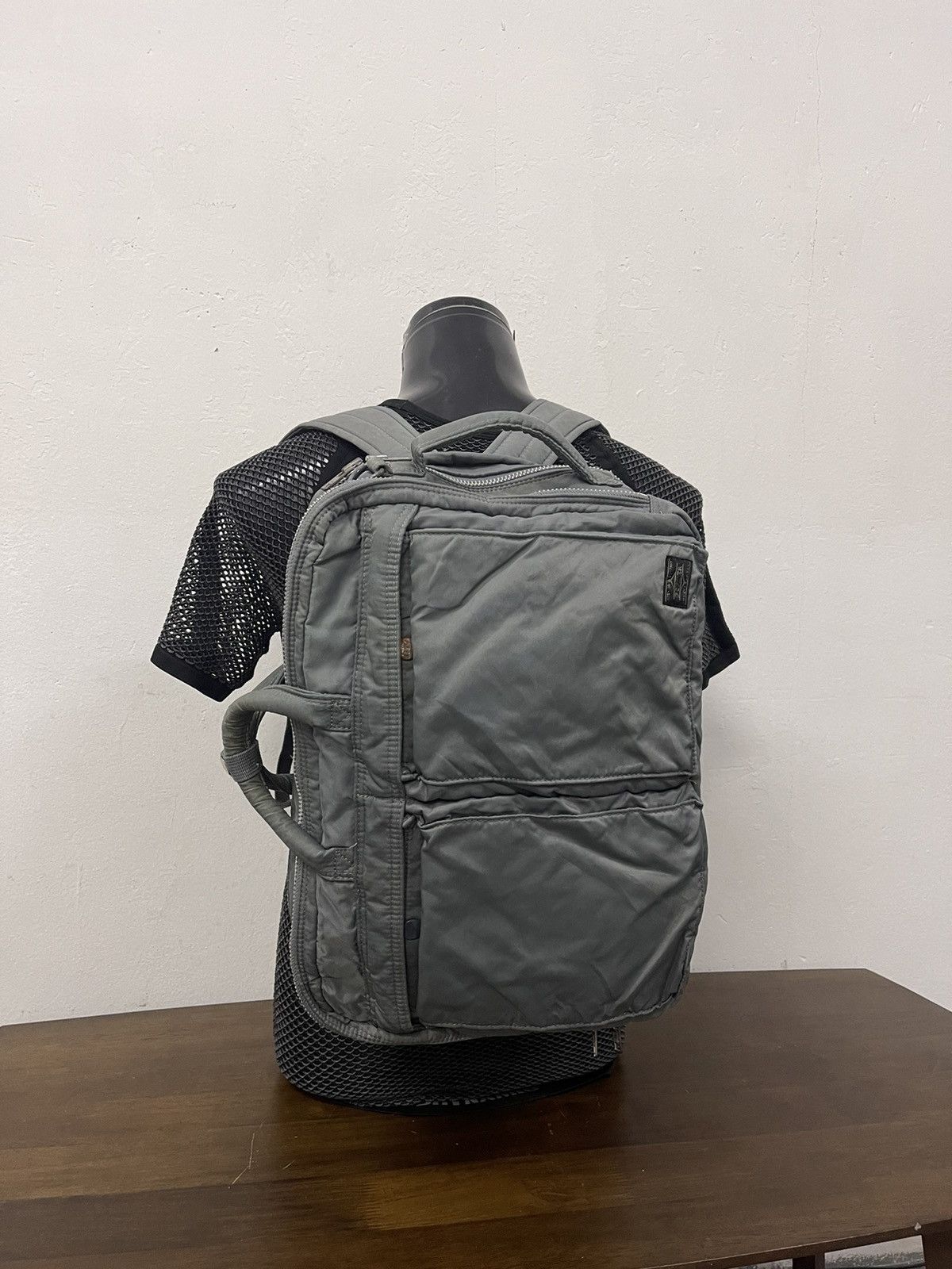 image of Vintage Porter Tanker Utilities Bagpack in Gray Green, Men's