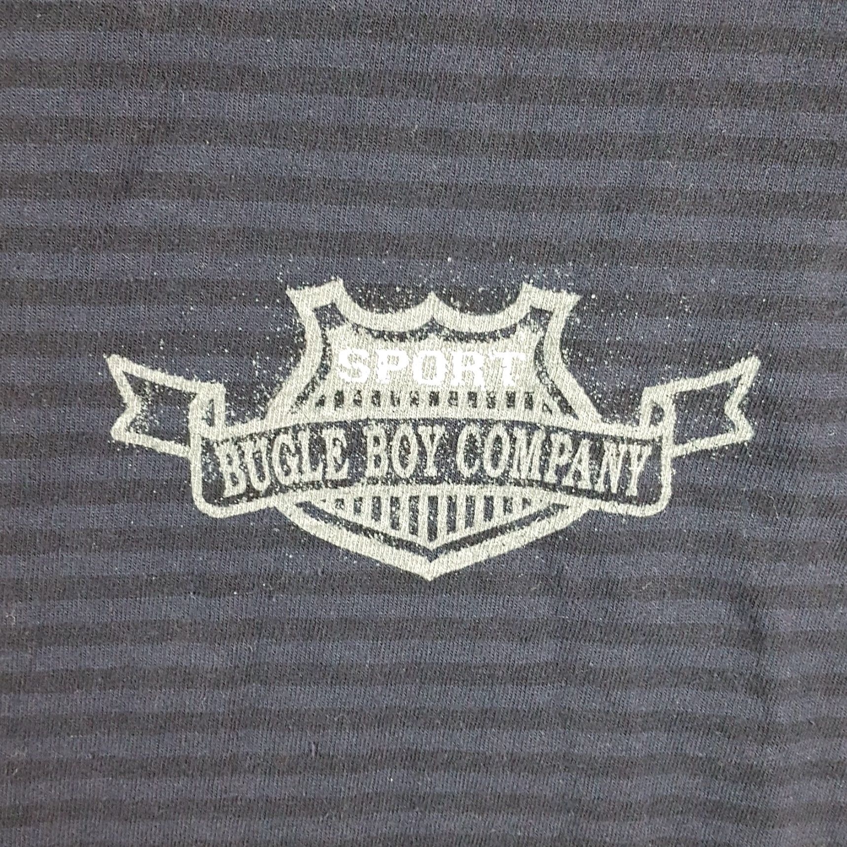 Bugle Boy VINTAGE Bugle Boy Striped Biker Logo T-Shirt Men's Medium Gray Y2K Retro Skate Surf Grunge Size US M / EU 48-50 / 2 - 4 Thumbnail