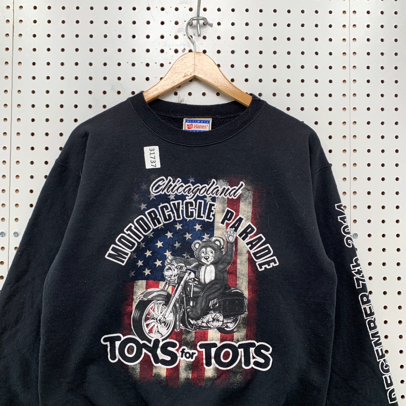 Hanes VINTAGE Hanes Motorcycle Sweatshirt Shirt Mens S Black 2014 20x24.5 Toy For Tots Crewneck Pullover Smoke Free? Size US S / EU 44-46 / 1 - 5 Thumbnail