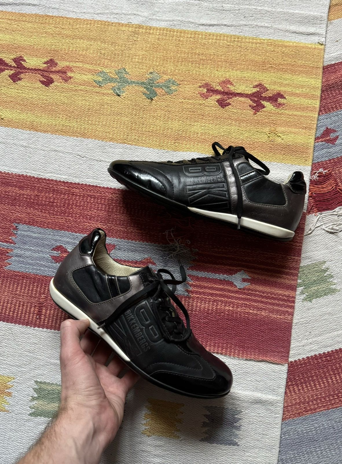 Dirk Bikkembergs Vintage 00’s Dirk Bikkembergs y2k Black Leather Low Sneakers Size US 9 / IT 39 - 1 Thumbnail