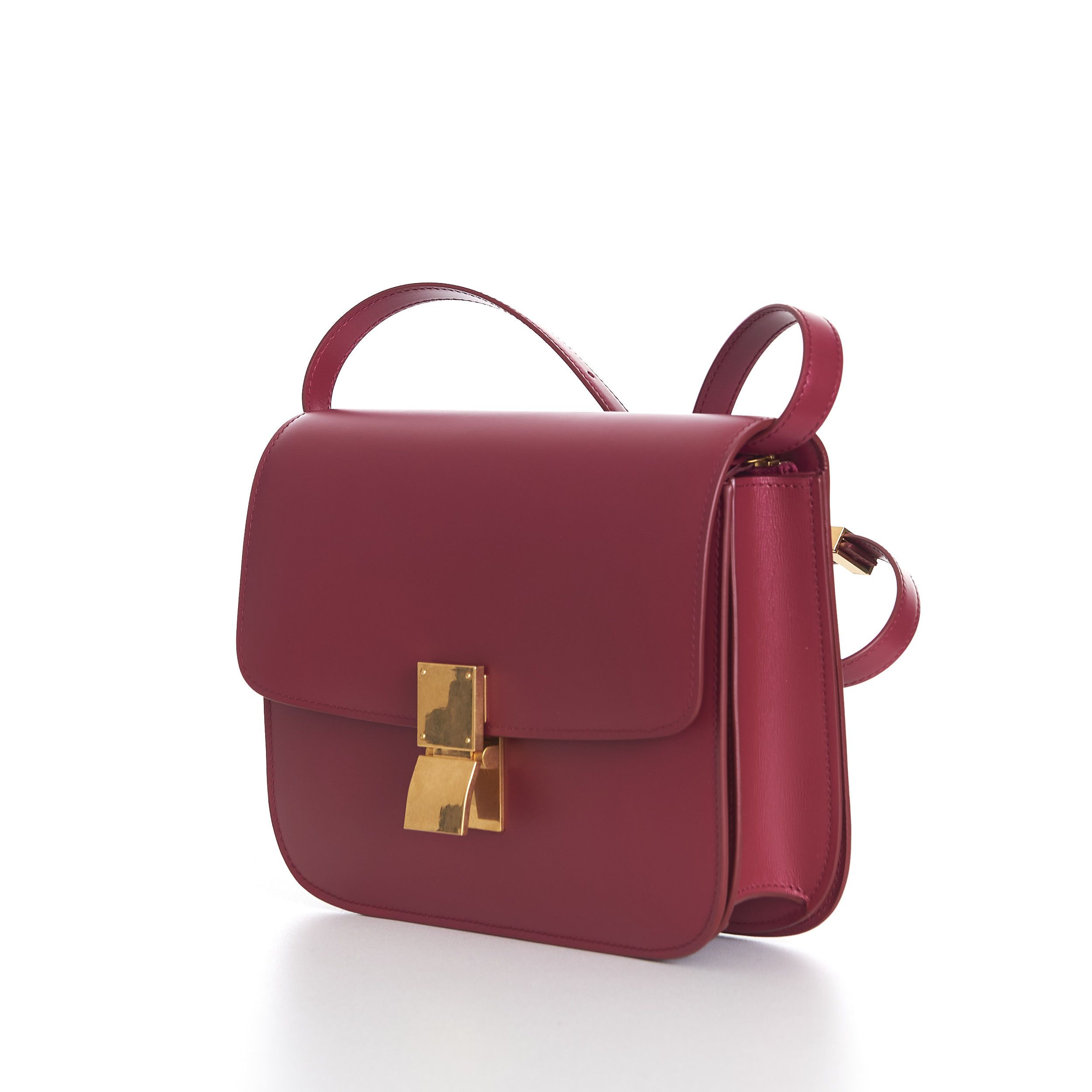 Celine Medium Classic Box Bag In Raspberry Calfskin Size ONE SIZE - 2 Thumbnail