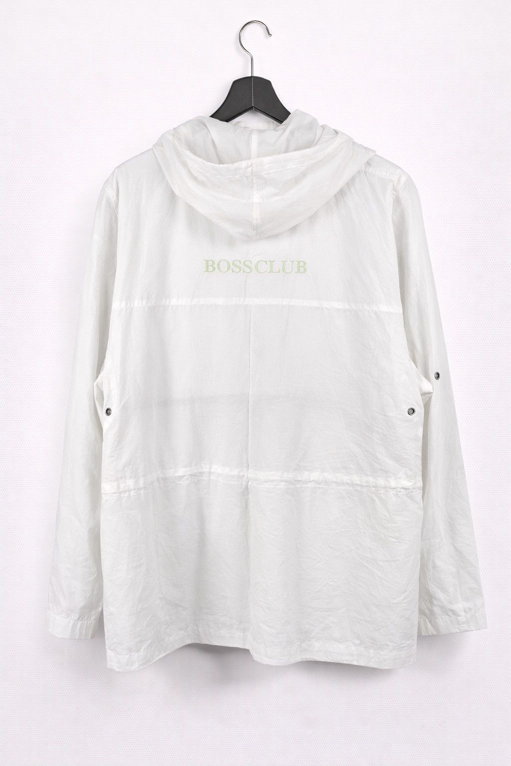 Japanese Brand Vintage BOSSCLUB Hooded Windbreaker Jacket White Lightweight Size US XXL / EU 58 / 5 - 2 Thumbnail