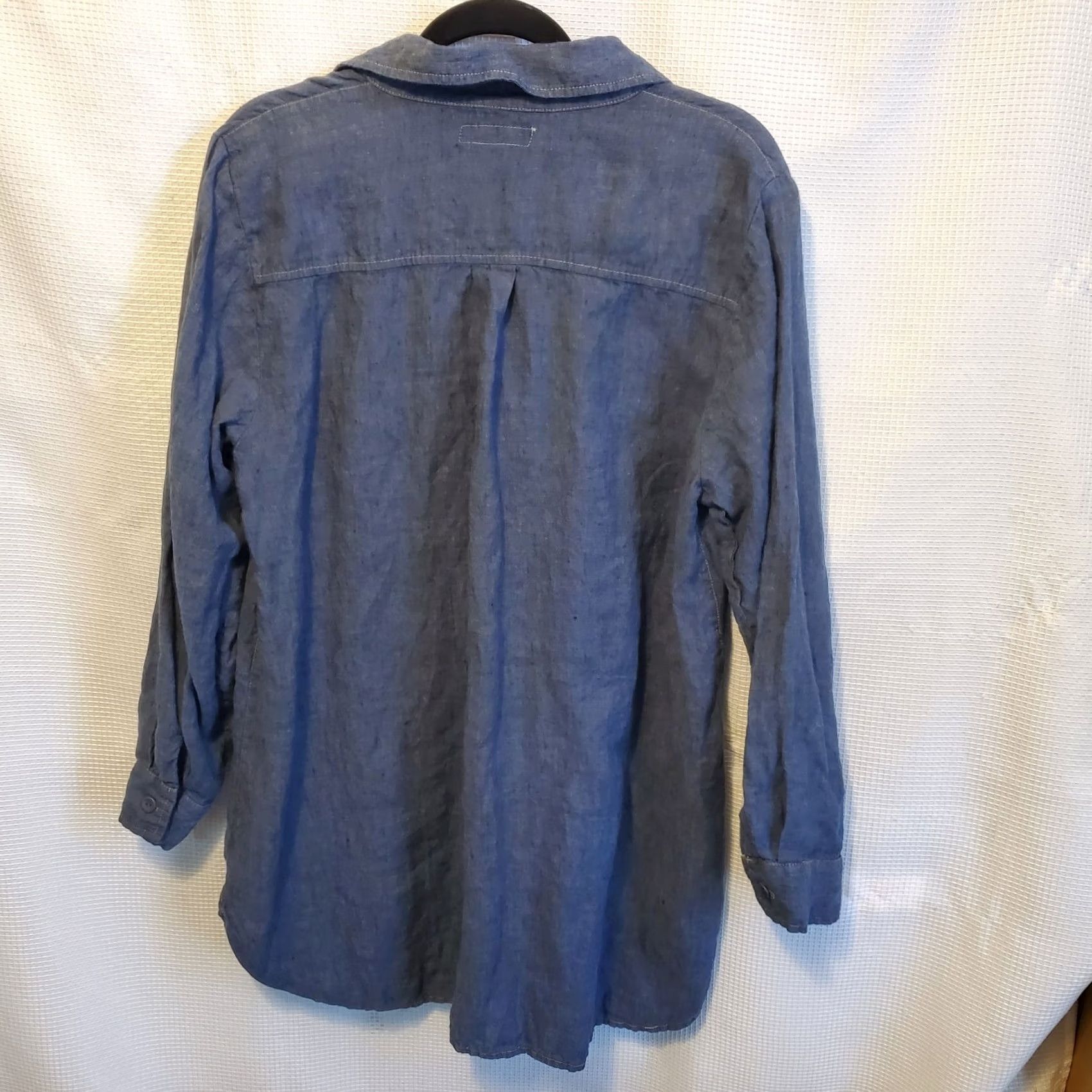 FLAX FLAX Shirt Dress Women Med Blue 100% Linen Collared Button Front Mini Preppy Sz Womens Size M / US 6-8 / IT 42-44 - 2 Thumbnail
