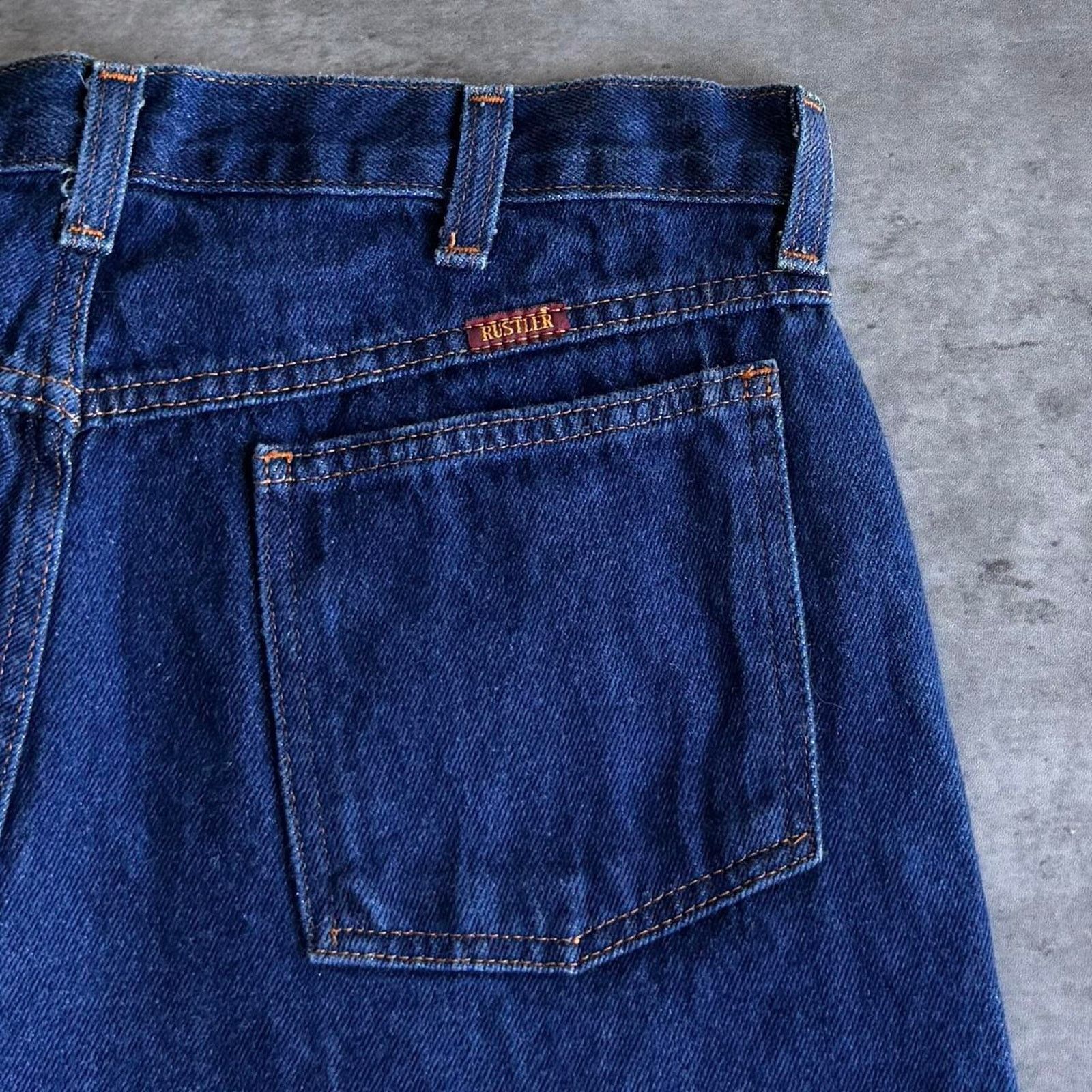Japanese Brand × Vintage Vintage Y2K Rustler Dark Wash Essential Stacked Denim Jeans Size US 31 - 3 Thumbnail