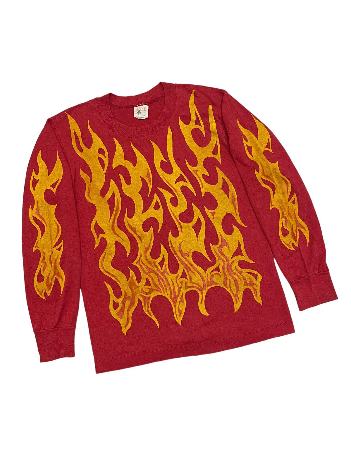 Vintage VINTAGE 80s RED FLAME LONGSLEEVE T-SHIRT Size US S / EU 44-46 / 1 - 7 Thumbnail