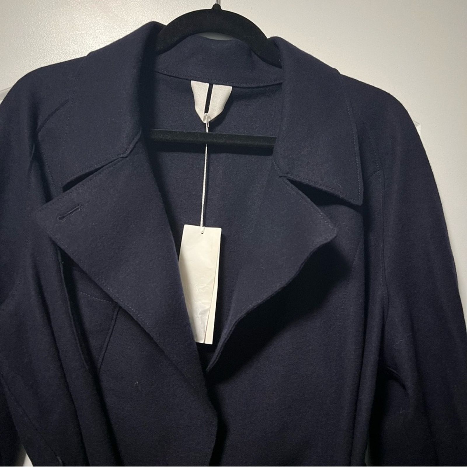 Arket NWT ARKET Belted Wool Jersey Jacket Dark Navy Blue Large Size L / US 10 / IT 46 - 11 Thumbnail