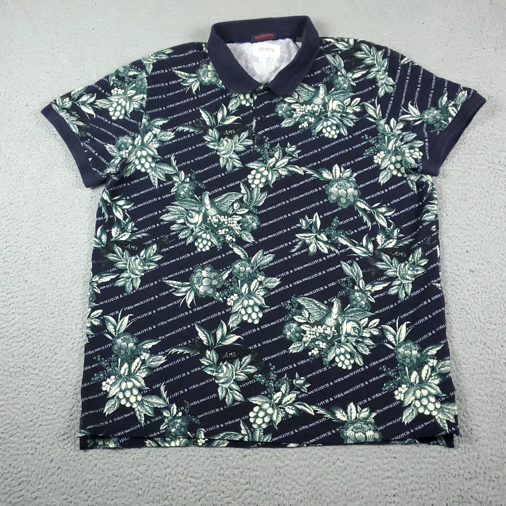 Scotch & Soda Scotch & Soda Polo Shirt 2XL Blue Floral Short Sleeve Casual Adult Mens Size US XXL / EU 58 / 5 - 2 Thumbnail
