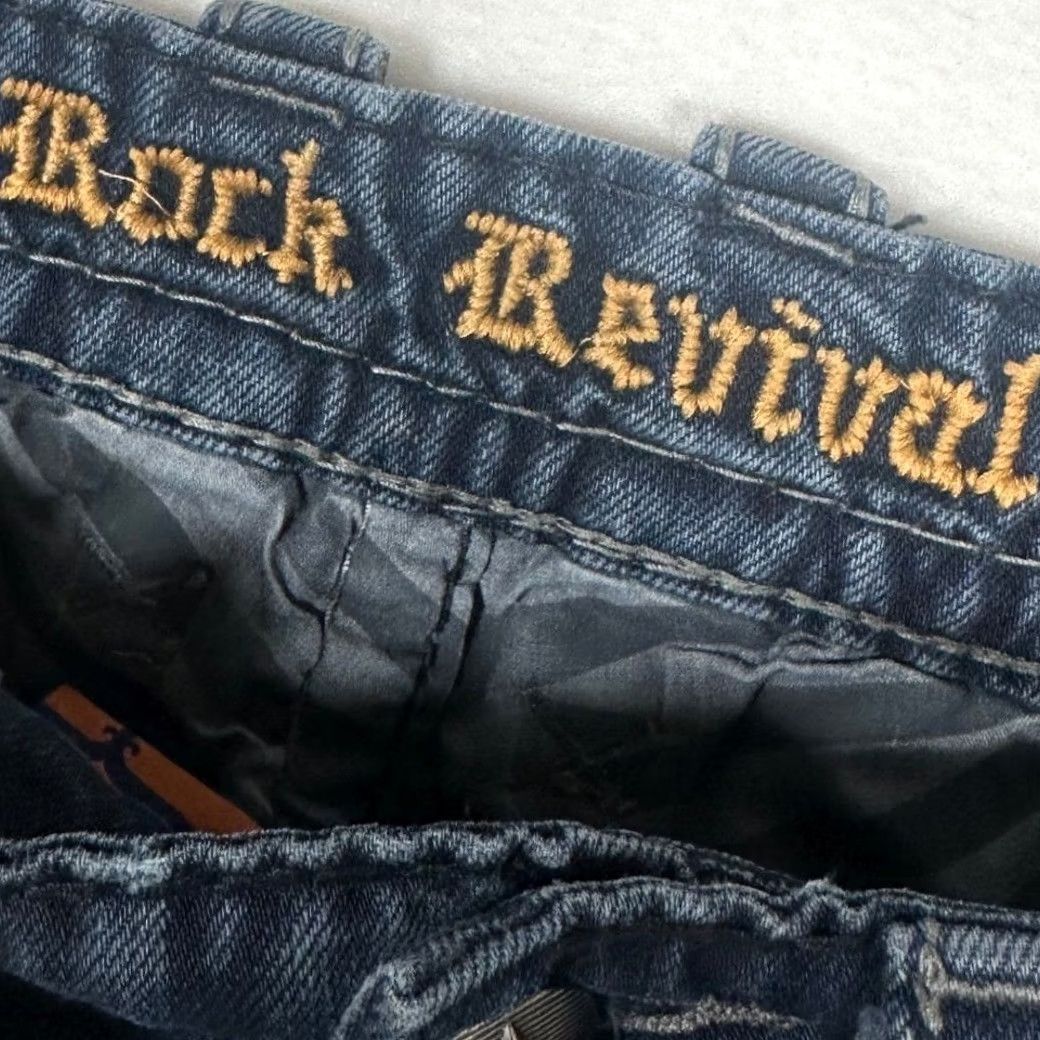 Vintage Rock Revival Jeans Bootcut Womens Rhinestone Embroidered Denim Size 28 Blue 5-Pocket Slim Rise Mid Inseam 36 Size 28" / US 6 / IT 42 - 5 Thumbnail