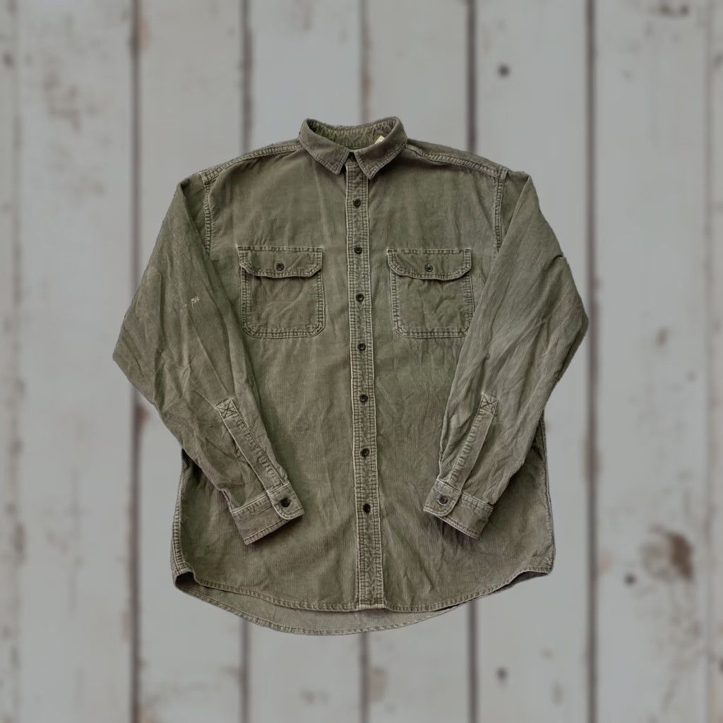 Vintage VINTAGE LL Bean Shirt Mens XL Tall Corduroy Button-Down Cotton Long Sleeve Heavy Green 90s Classic Outdoor Preppy Hiking Pocket Mens, Regular Fit Size US XL / EU 56 / 4 - 1 Thumbnail