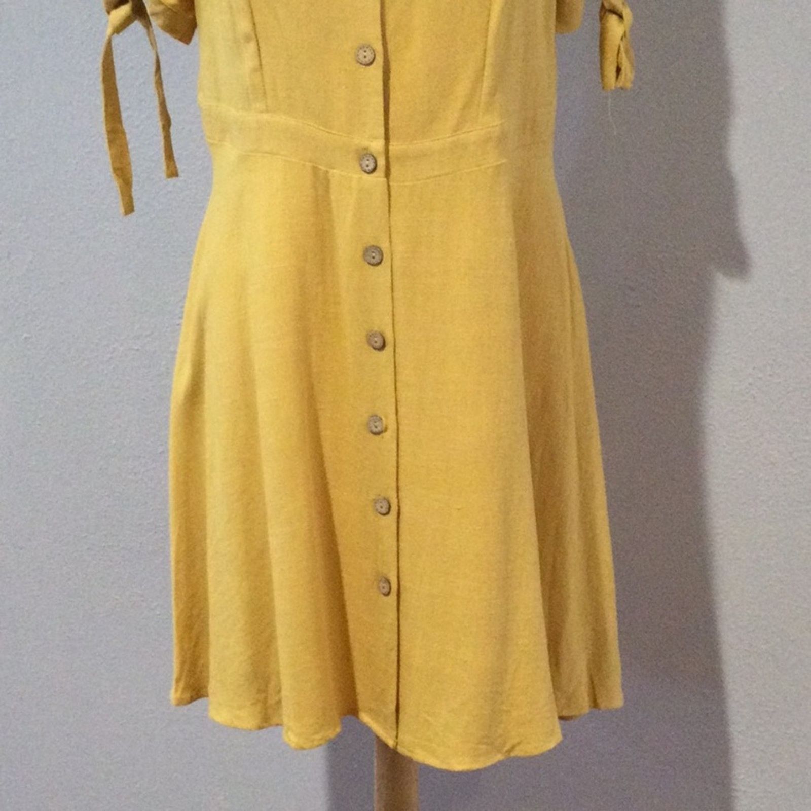 Other IFFEI Mustard Yellow Full Button Sleeve A-Line Dress XL NWT Size XL / US 12-14 / IT 48-50 - 3 Thumbnail