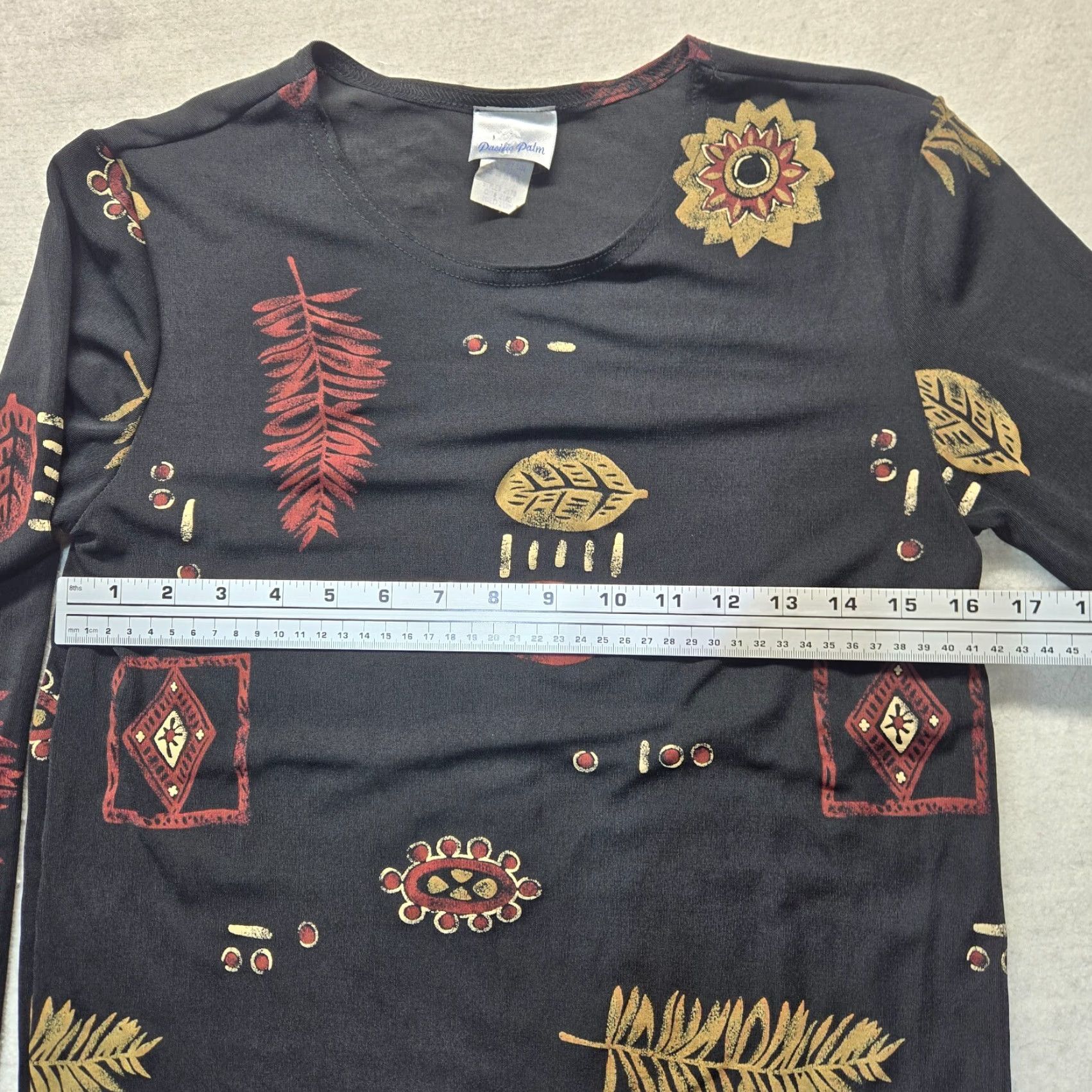 Vintage VINTAGE Pacific Palm Shirt Blouse Adult Women M Black Short Sleeve Pullover Casual Tunic Size M Regualr Fit Christmas Palm Theme 90s Size M / US 6-8 / IT 42-44 - 4 Thumbnail