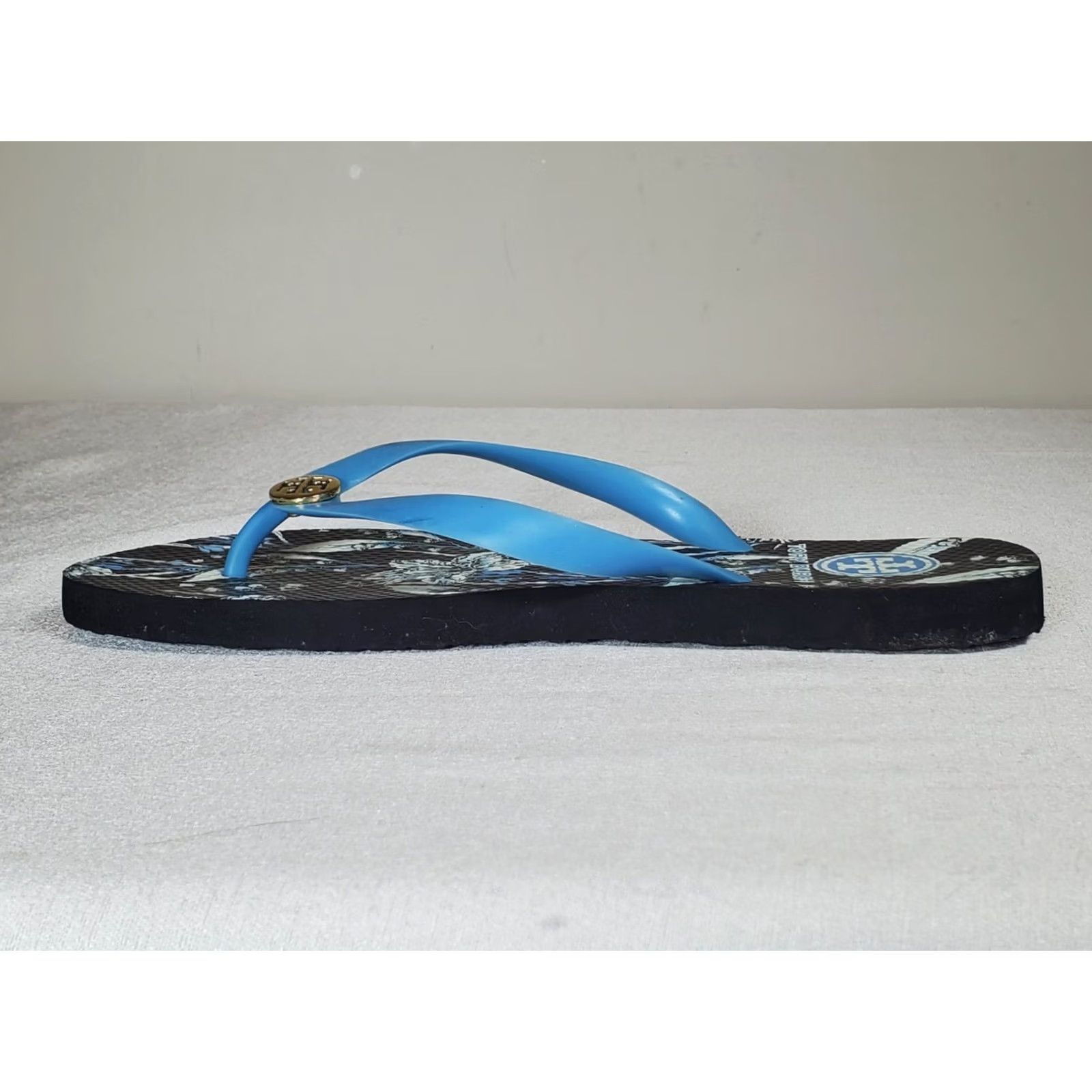 Tory Burch Tory Burch Thin Flip Flop Sandals Floral Print Gold Logo Womens US 9 M -Vintage Size US 9 / IT 39 - 3 Thumbnail