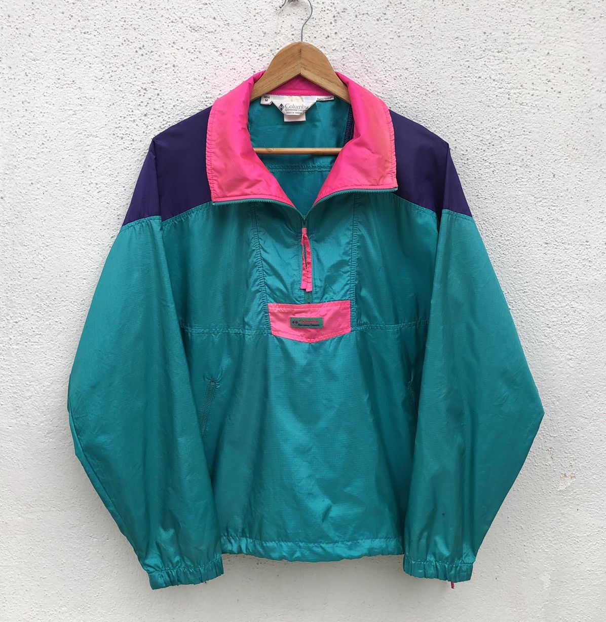 Columbia VTG Columbia Teal Colorblocked Half-Zip Windbreaker Jacket Size US M / EU 48-50 / 2 - 1 Thumbnail