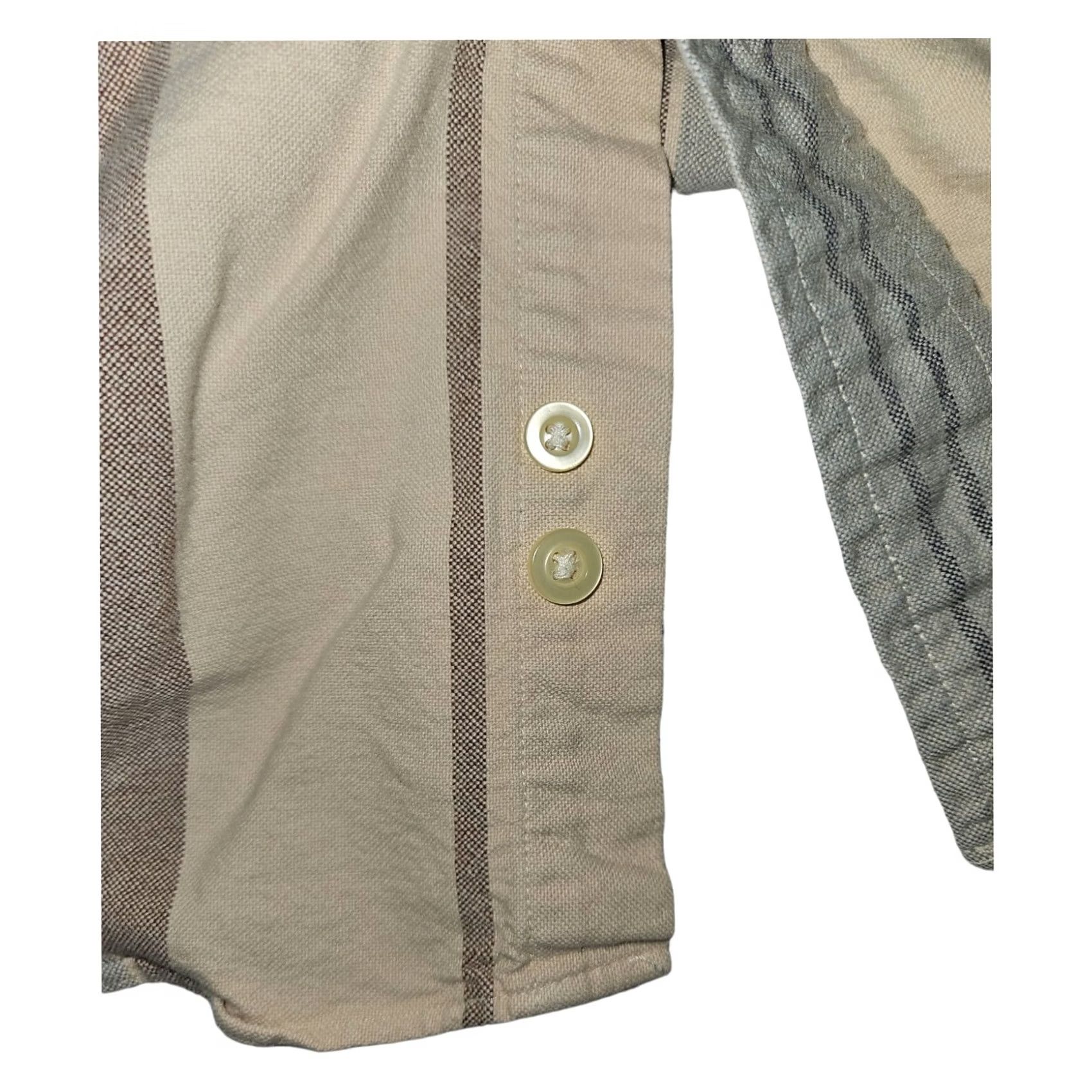 Tommy Hilfiger VINTAGE Tommy Hilfiger Button-Down Shirt XL Men Beige Striped 90s Classic Preppy Embroidered Pocket Dress Shirt Size US XL / EU 56 / 4 - 6 Thumbnail