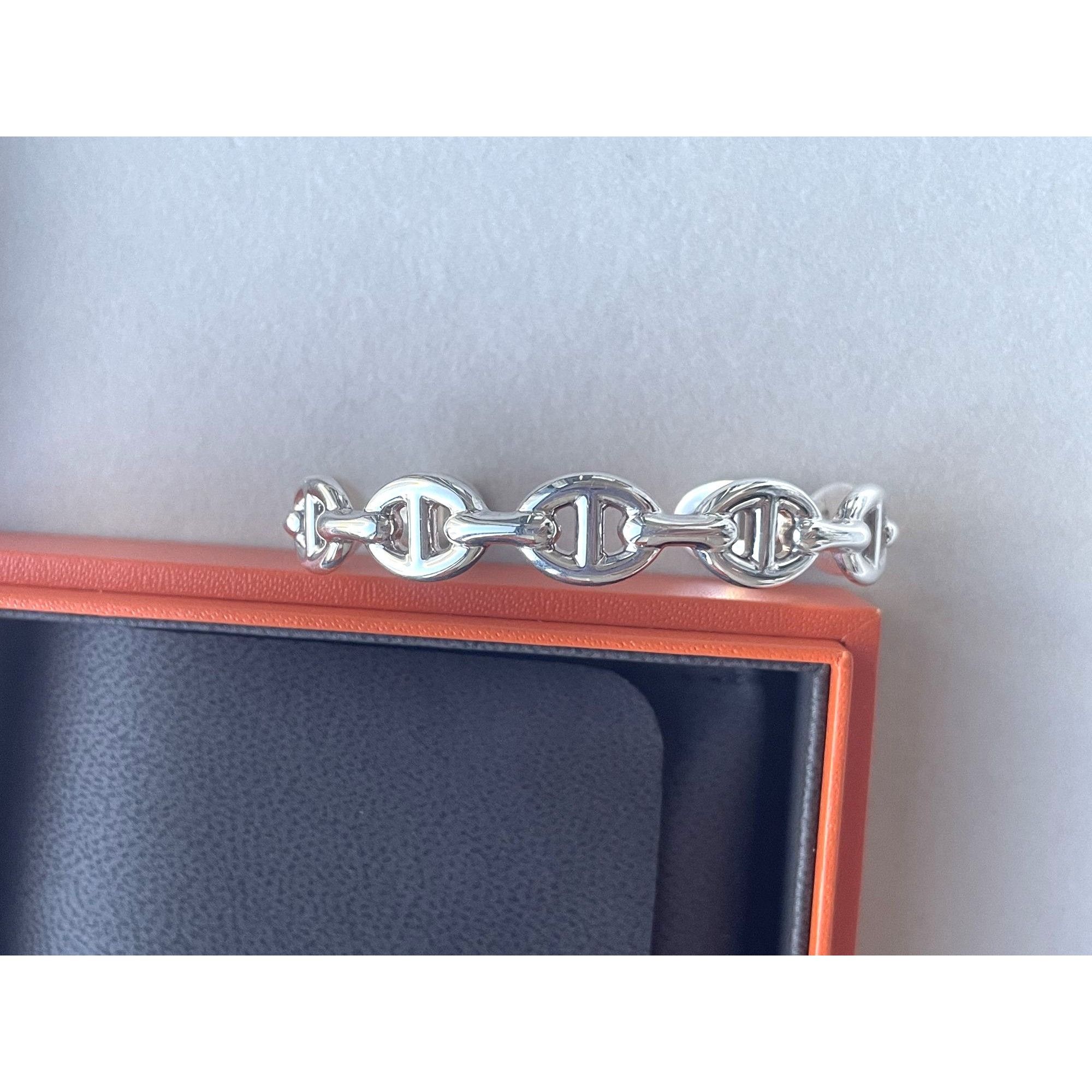 Hermes Hermes Ag925 Sterling Silver Kelly Chain Cuff Bracelet Made Size ONE SIZE - 3 Thumbnail