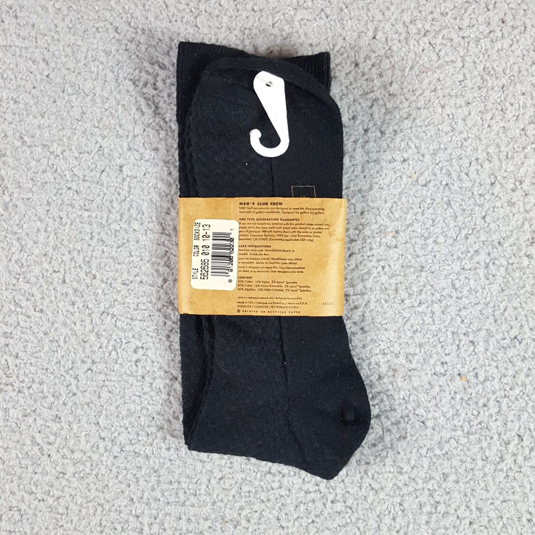 Nike VINTAGE 90s Nike Golf Crew Socks Men Size 10-13 Black USA Made Preppy Sports PGA Size ONE SIZE - 3 Thumbnail