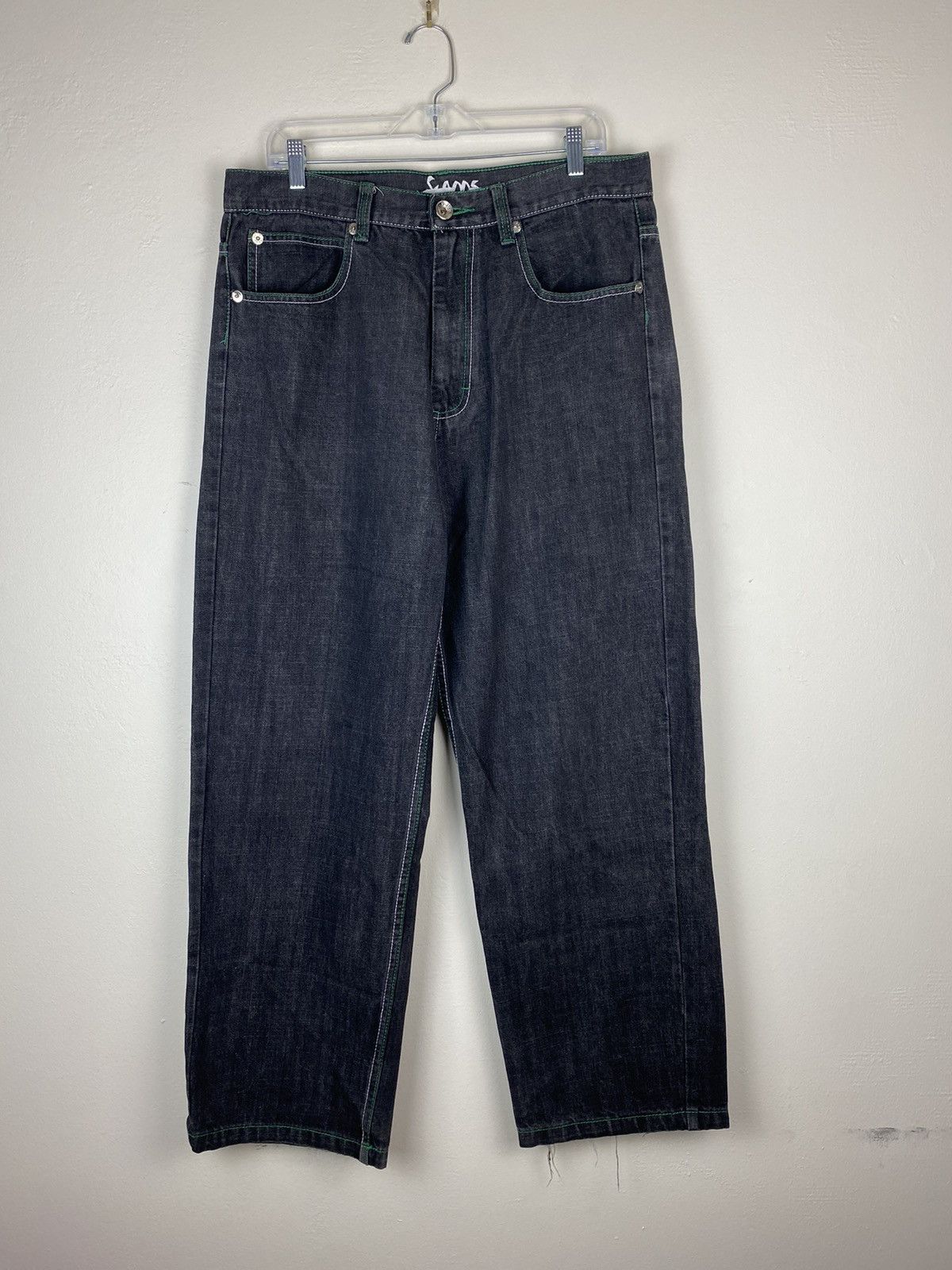 Vintage Fame Baggy Denim Jeans Embroidered Pocket Raw Jeans y2k Size US 34 / EU 50 - 2 Thumbnail