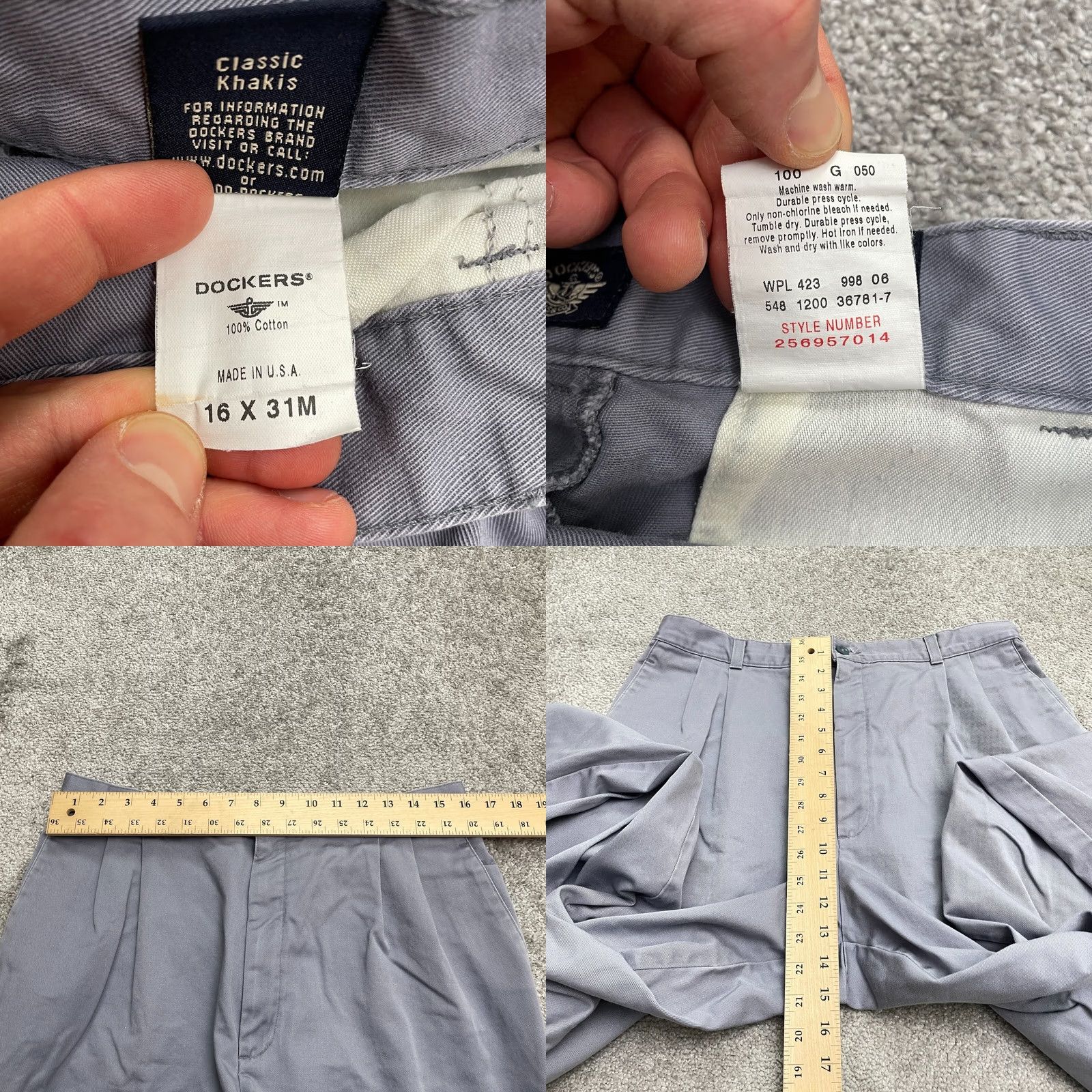 Dockers DOCKERS Pants Khaki Blue Classic Straight Leg Men 31 32in Waist? Inseam 32in Cotton Button Zip Casual Workwear Sets 90s Theme? Vintage No Size US 31 - 8 Thumbnail