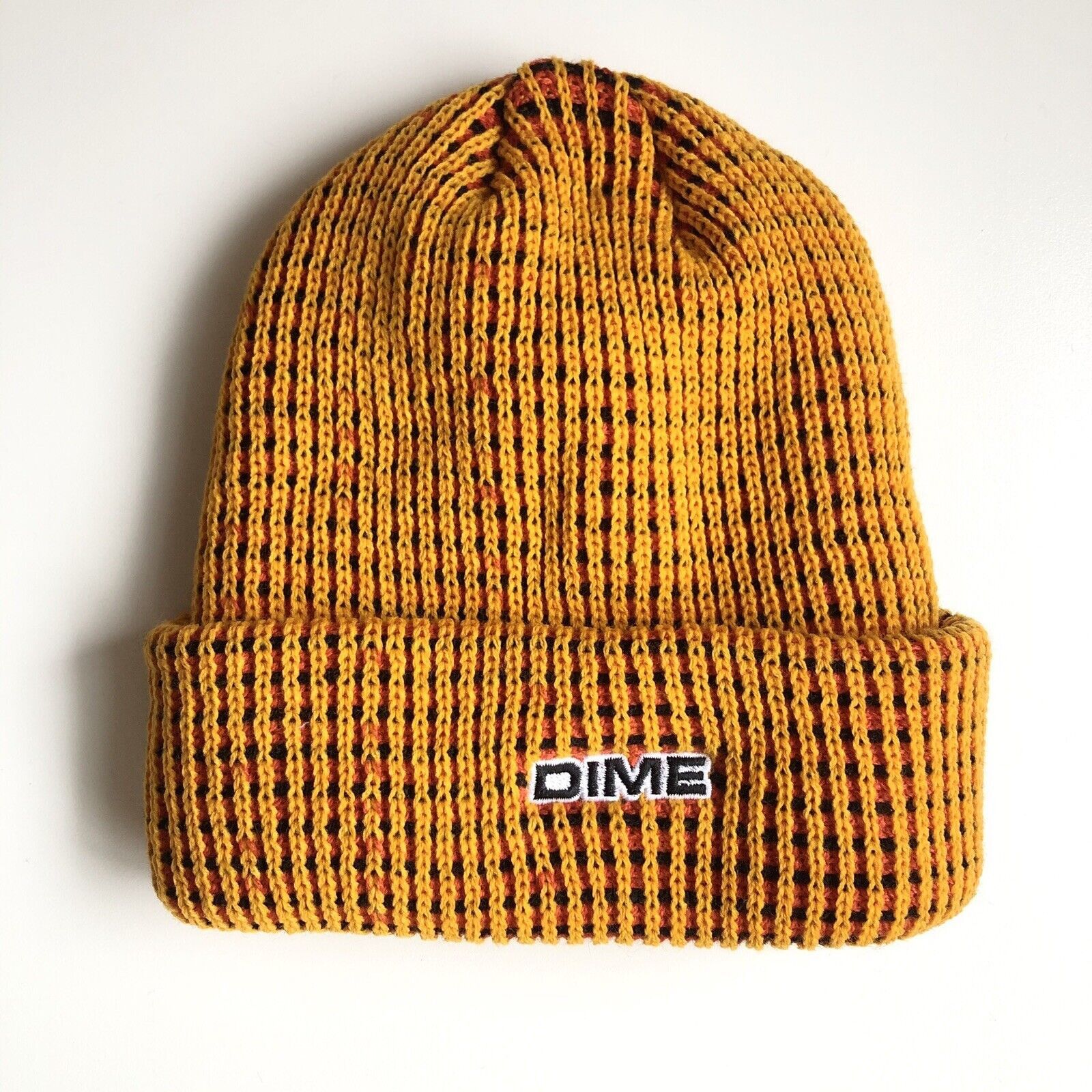 Dime Striped Beanie Dime MTL College Wave Cuff Beanie Tan