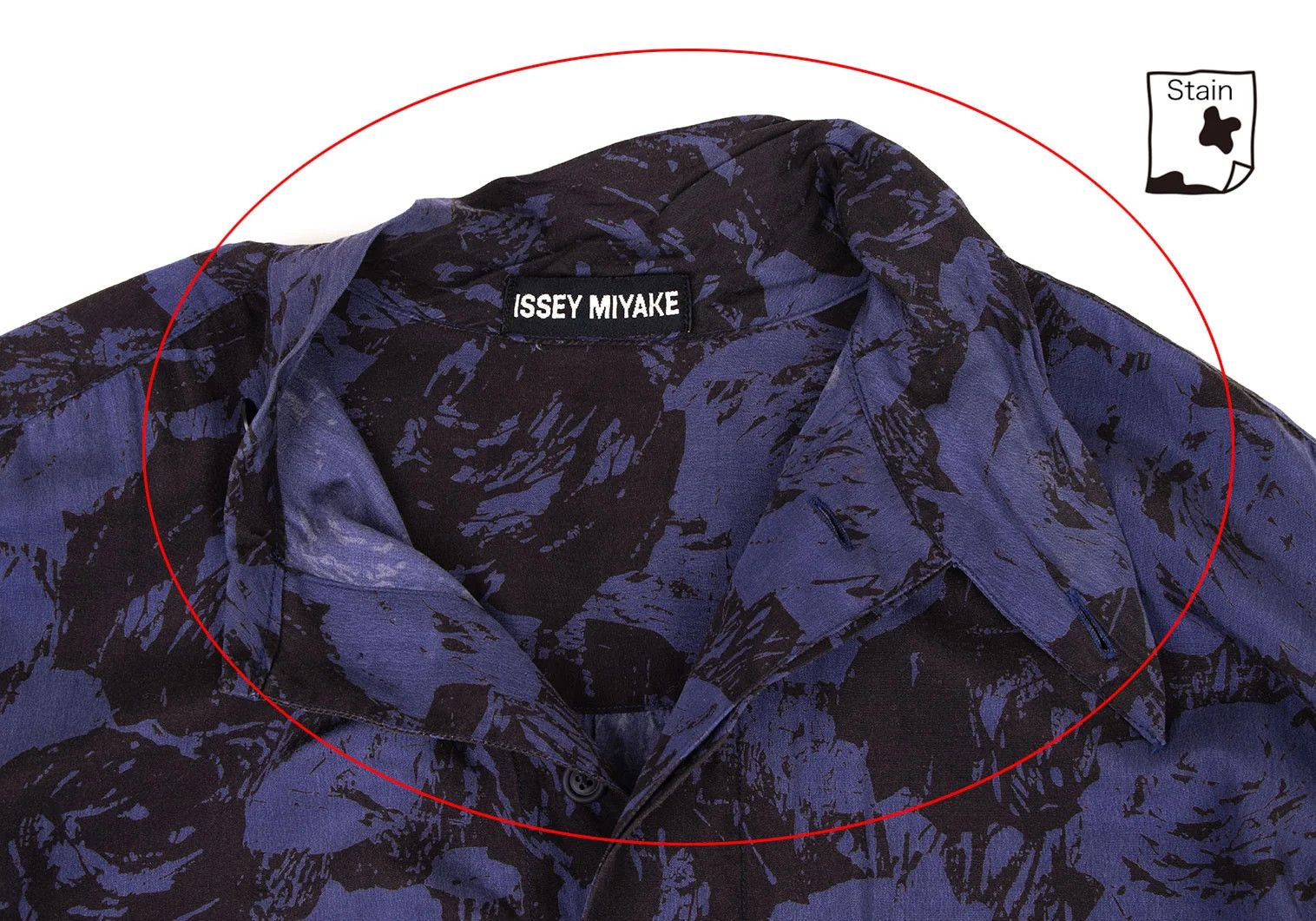 Issey Miyake Rayon Patterned Pullover Shirt in Blue and Black, Size M Size US M / EU 48-50 / 2 - 5 Thumbnail