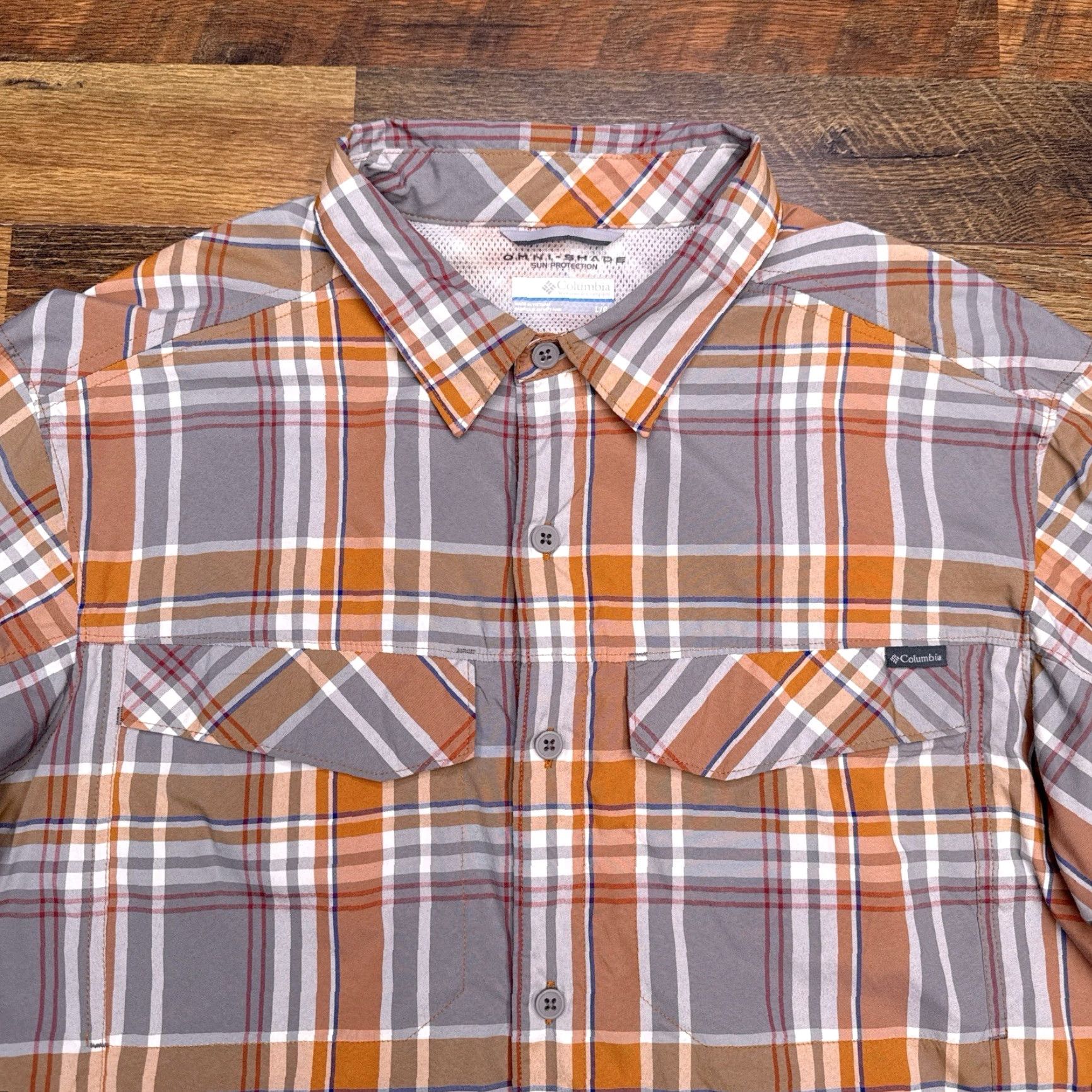 Vintage Columbia Omni Shade Shirt Mens XL Orange Plaid Button-Up Size US XL / EU 56 / 4 - 4 Thumbnail