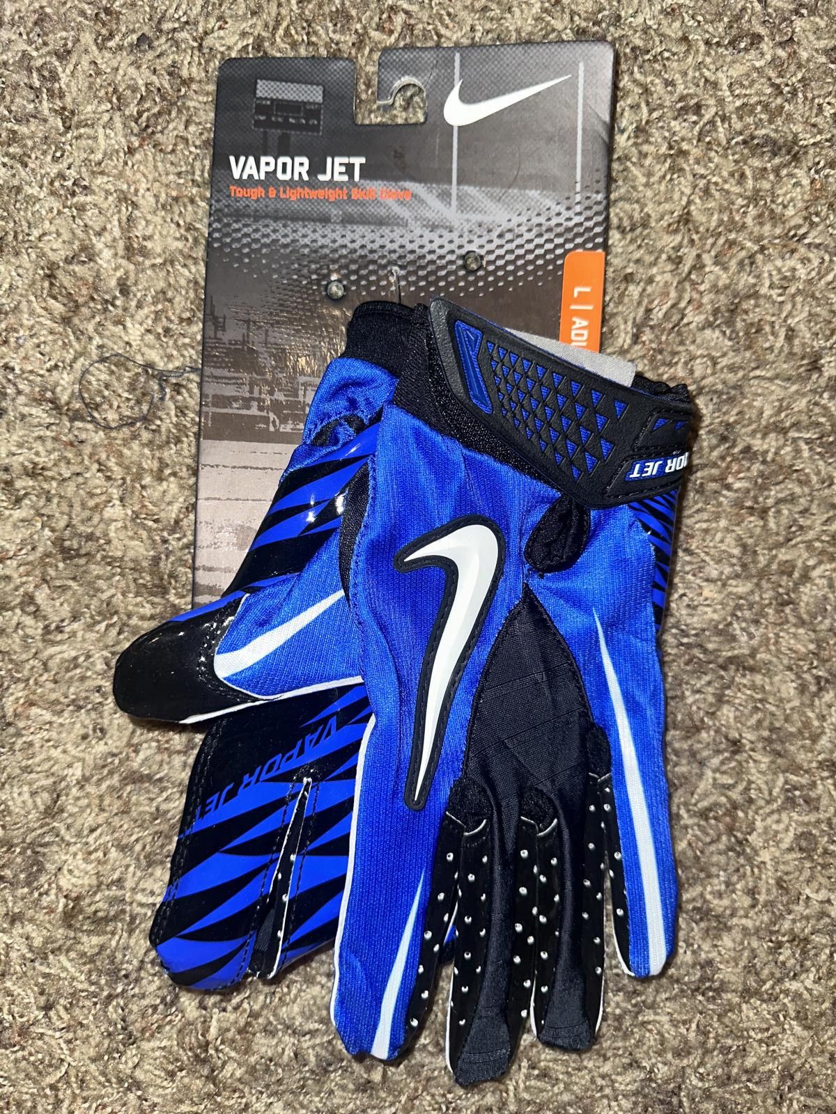 Nike VINTAGE Nike Men’s VaporJet Magnigrip Football Receiver Blue Gloves 2009 Size ONE SIZE - 1 Thumbnail